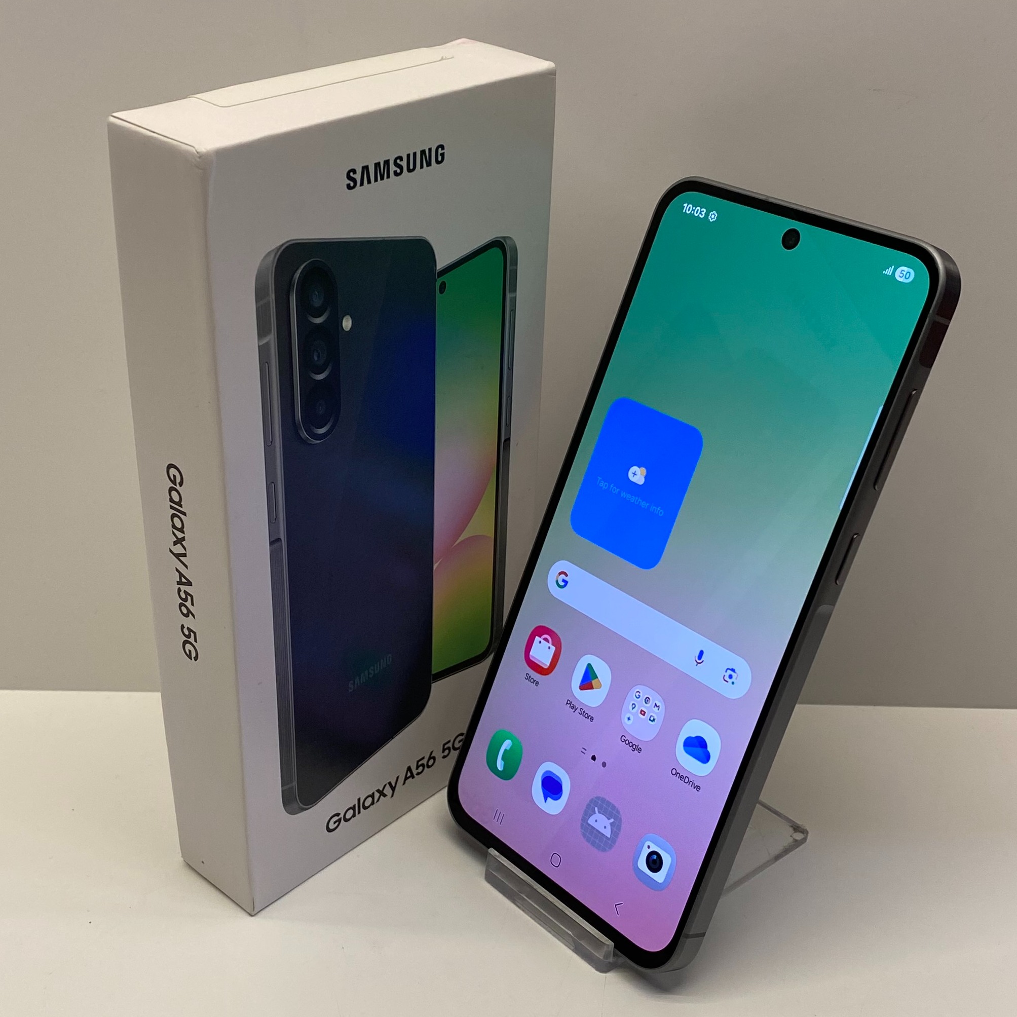Product photo for Samsung Galaxy A56 5G Unlocked Model SM-A566B/DS 256GB in Awesome Graphite Boxed
