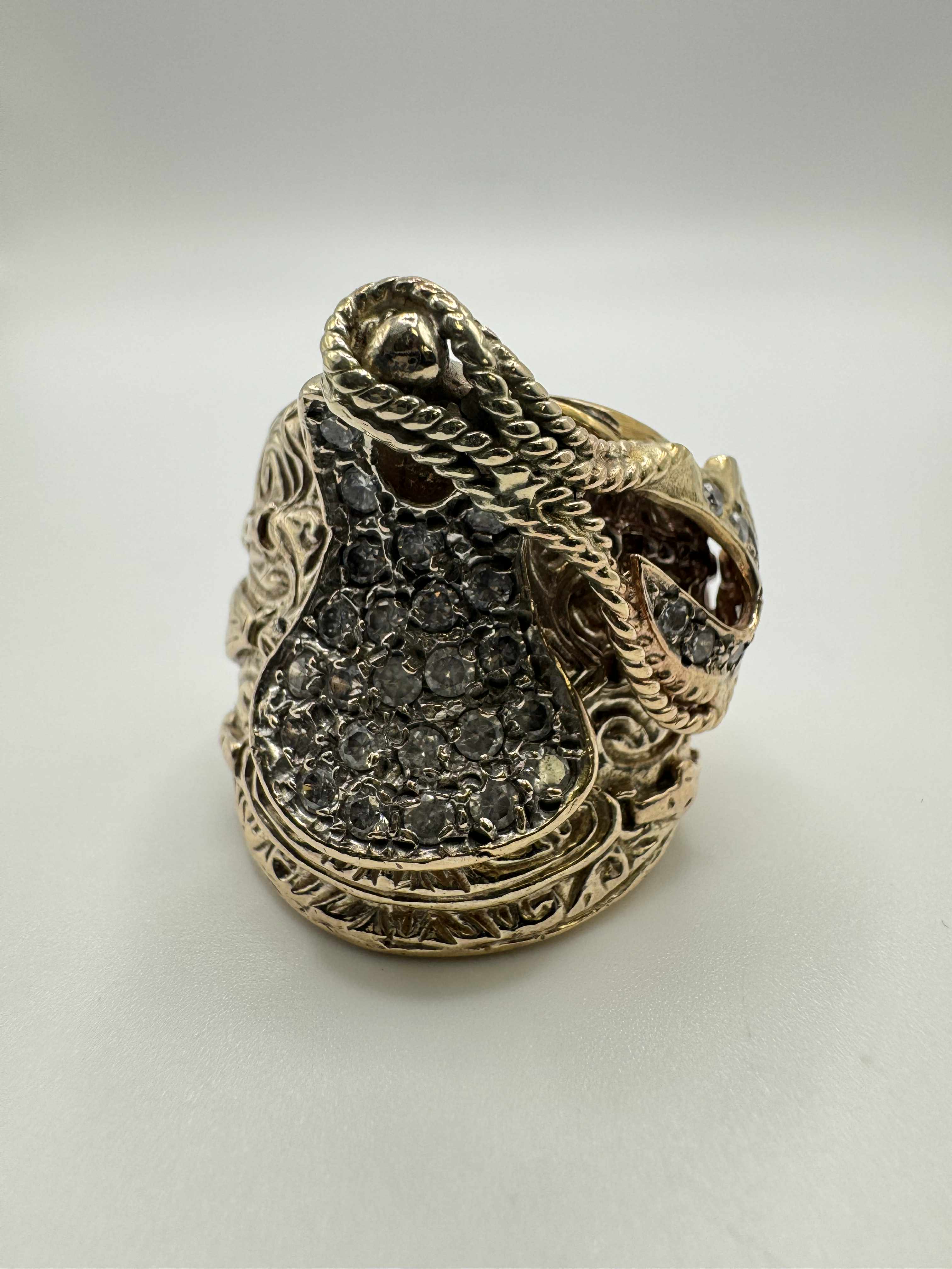 Product photo for 9ct CZ Encrusted Saddle Ring