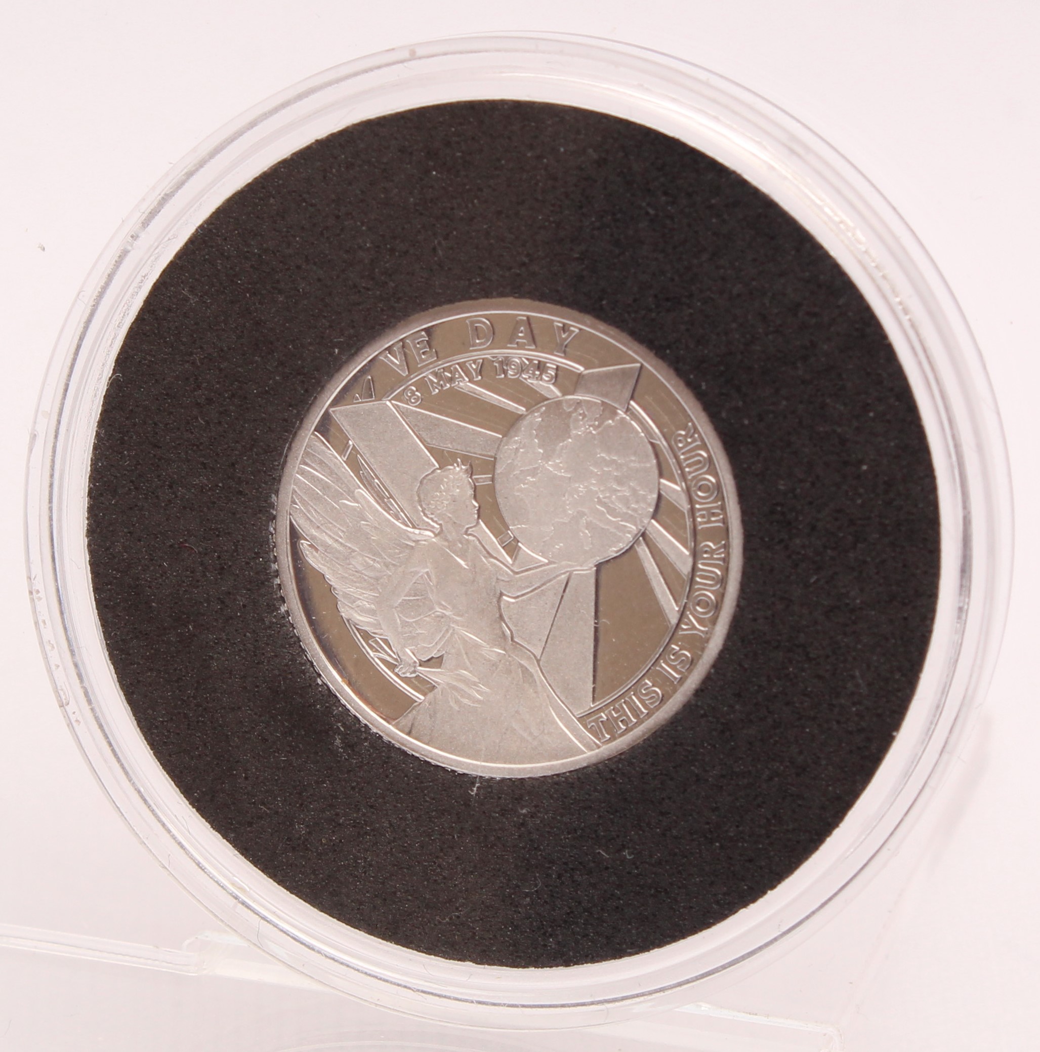 Product photo for VE Day 80th Anniversary Fine Silver Sovereign Coin
