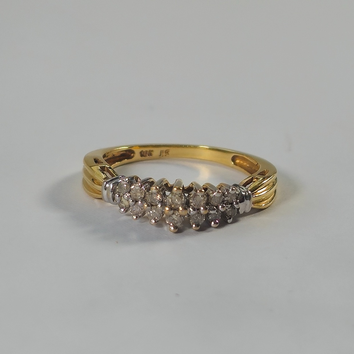 Product photo for 10ct Gold Diamond Pointed Half Band Dress Ring Size N