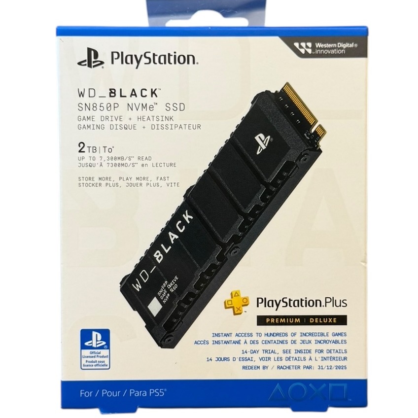 Product photo for New: WD_Black SN850P NVMe SSD W/ Heatsink For PlayStation 5 (2TB Storage)