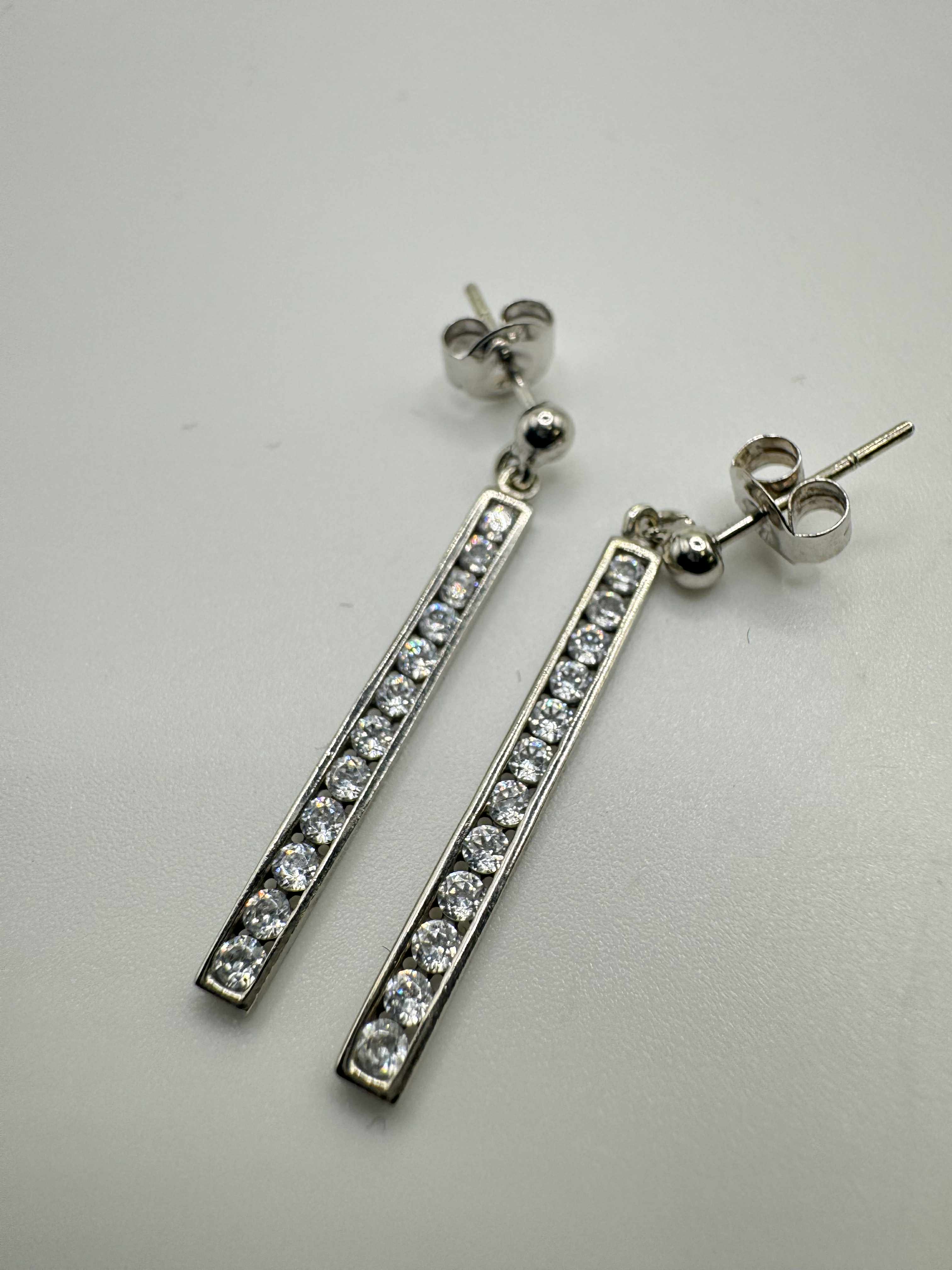 Product photo for 9ct White Gold CZ Drop Earrings