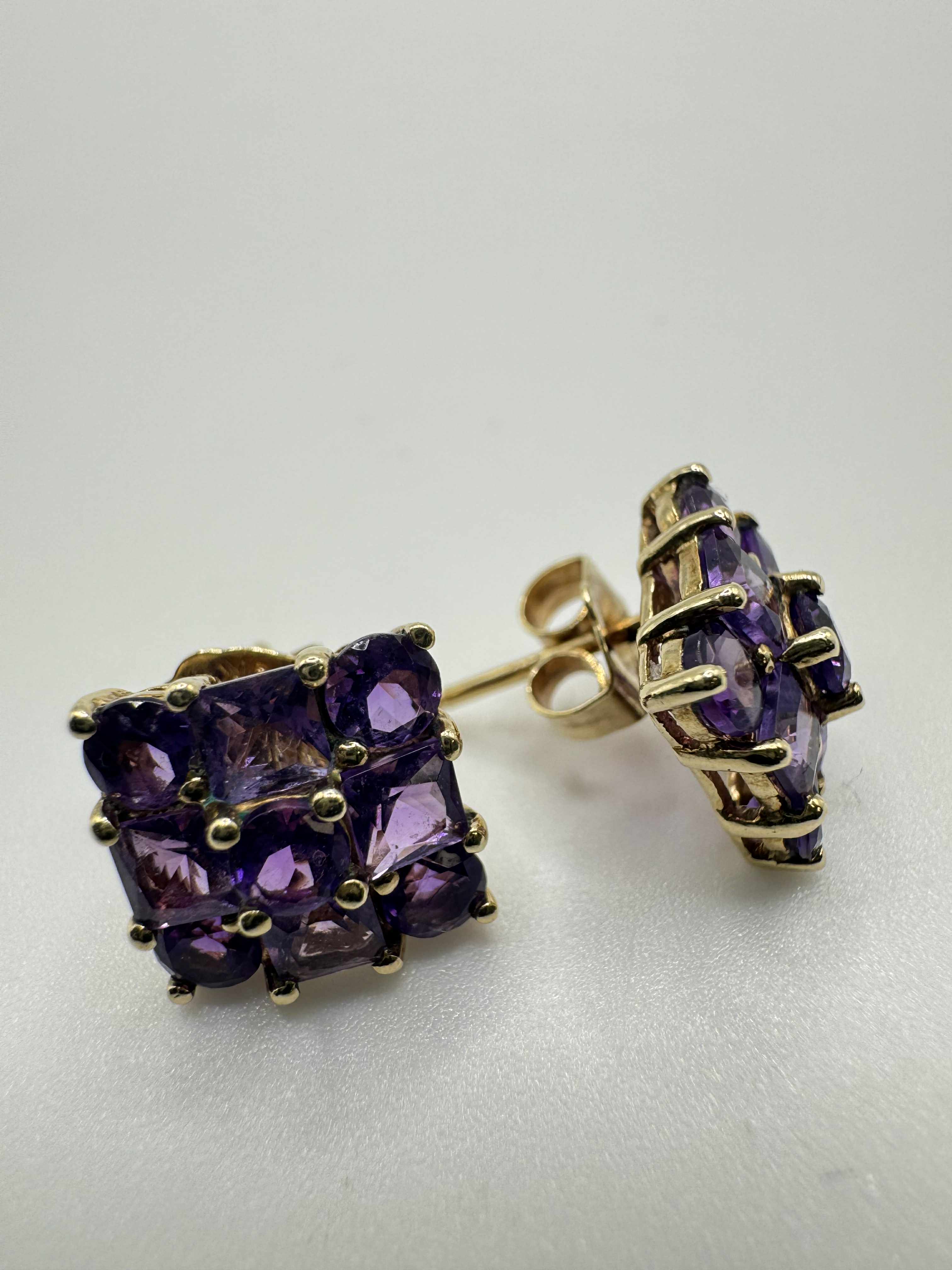 Product photo for 9ct Squared Amethyst Earrings