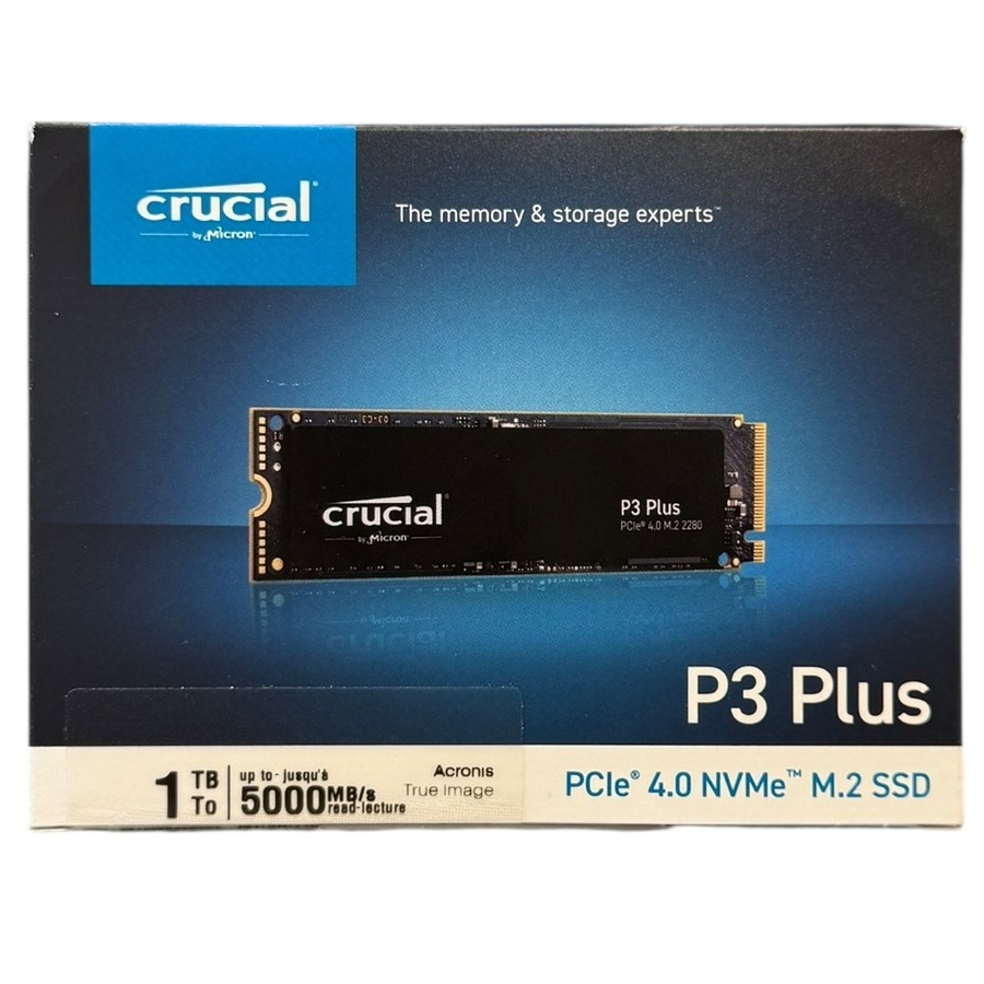 Product photo for Boxed: Crucial P3 Plus PCIe 4.0 NVMe M.2 SSD (1TB)