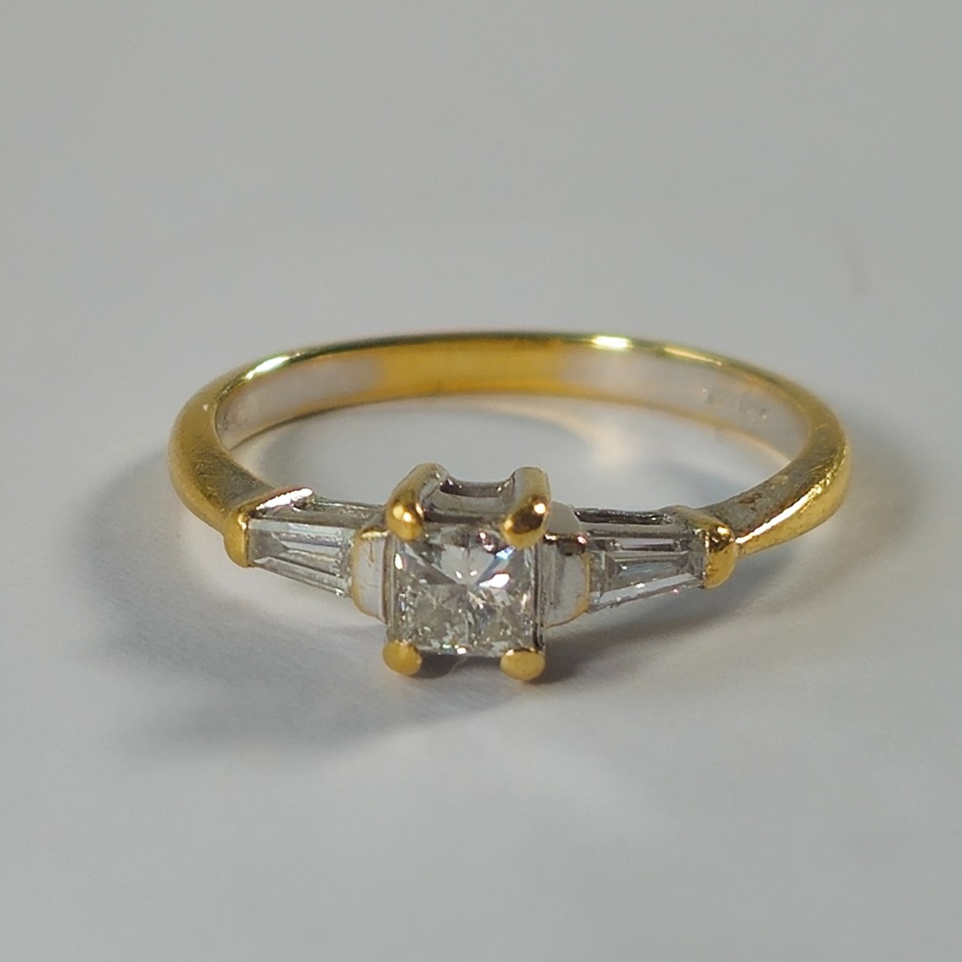 Product photo for 18ct Gold Round & Tapered Diamond Engagement Style Ring Size J