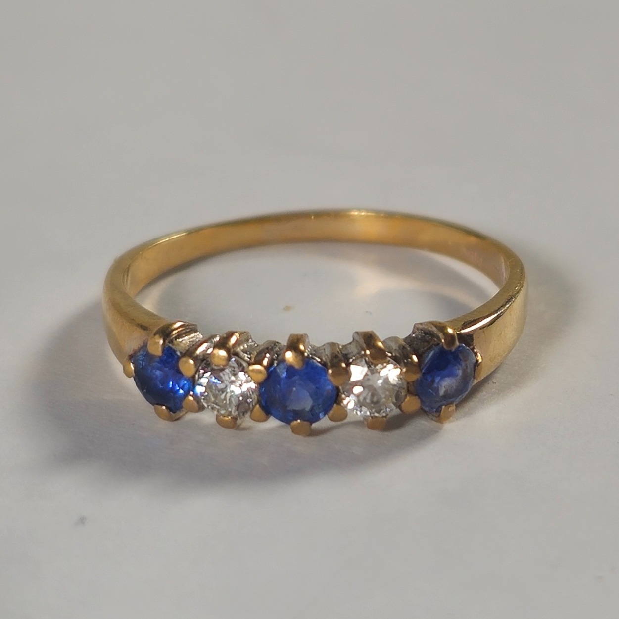 Product photo for 9ct Gold Sapphire & Diamond Half Band Ring Size M