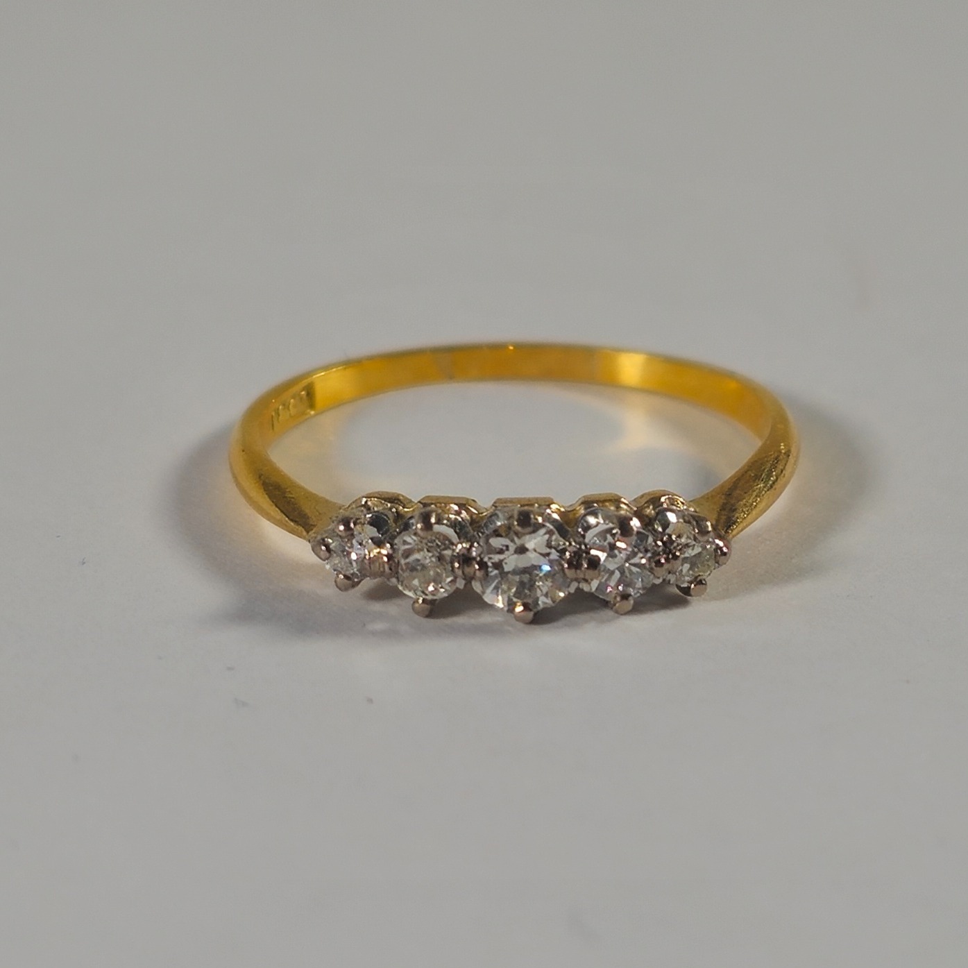 Product photo for 18ct Gold White & Sparkly Diamond Half Band Ring Size P