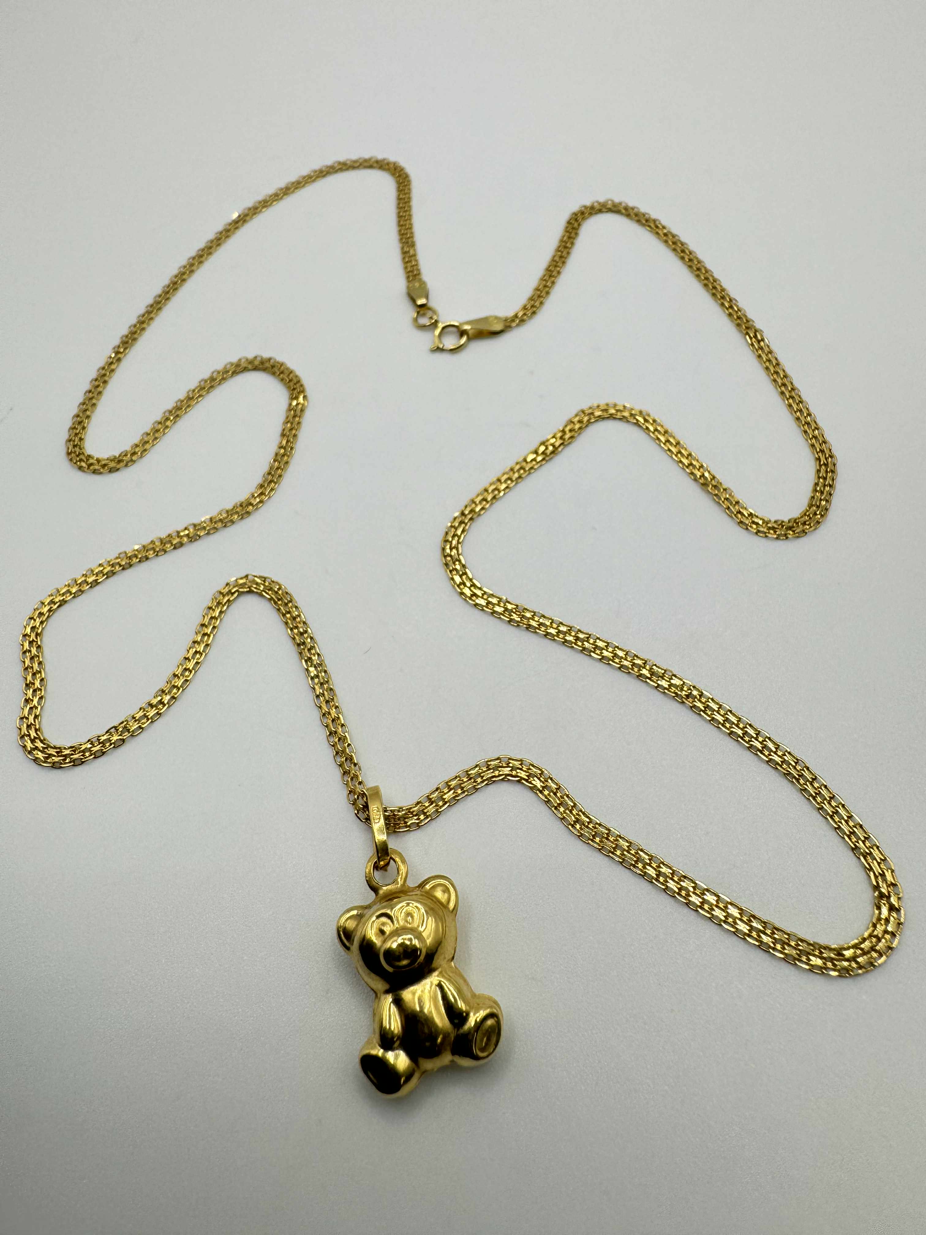 Product photo for 9ct Braided Chain & Bear Pendant