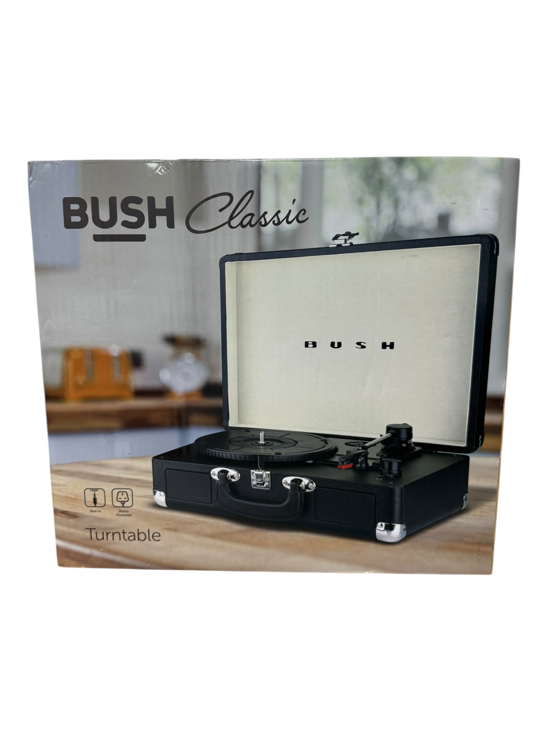 Product photo for Bush Classic Retro Portable Case Record Player - Black