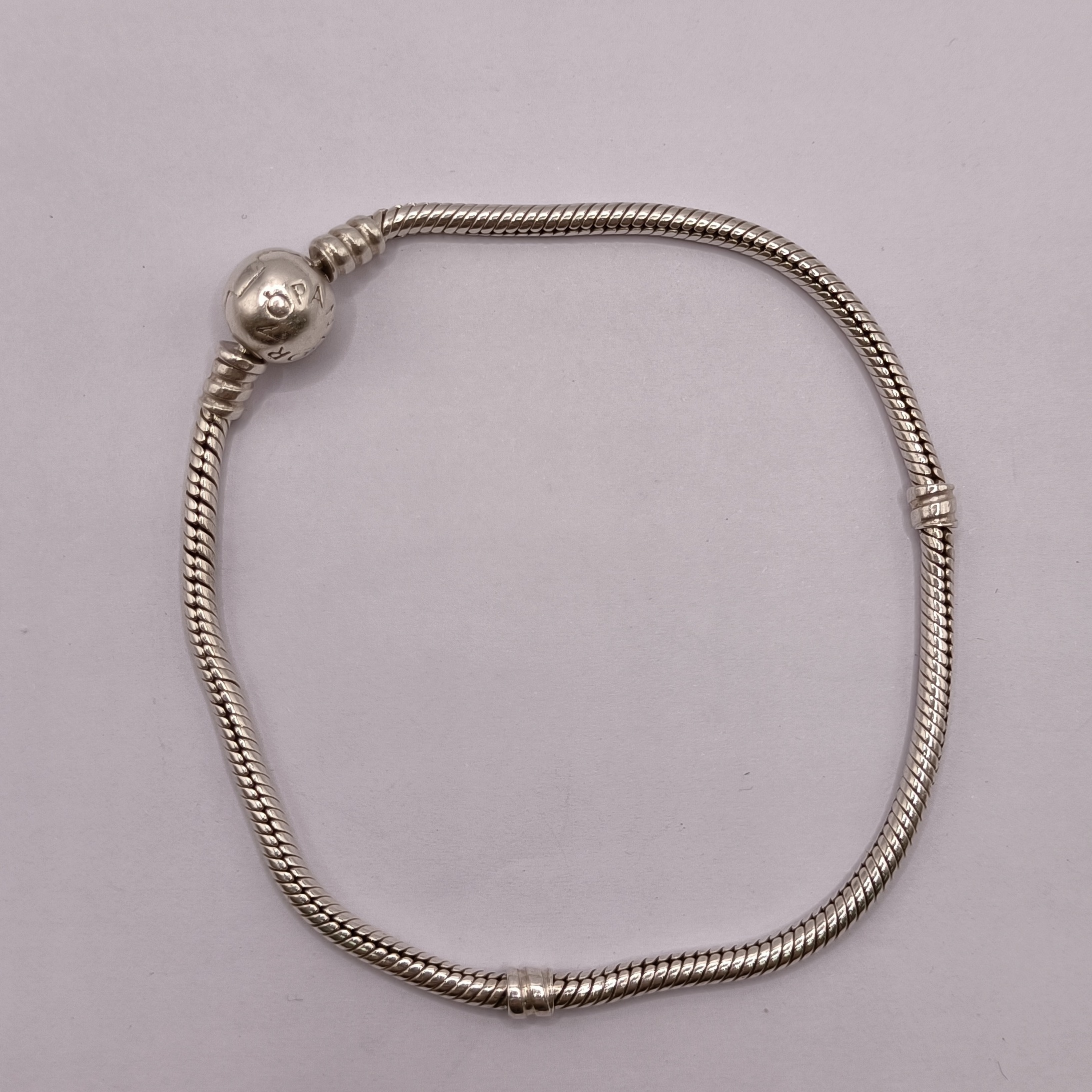 Product photo for Circled Heart Clasp Snake Chain Pandora Bracelet