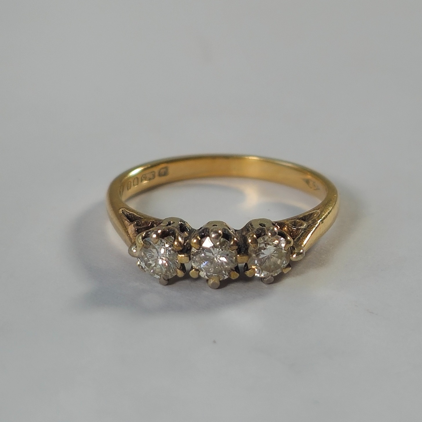 Product photo for 9ct Gold Diamond Trilogy Ring Size G1/2