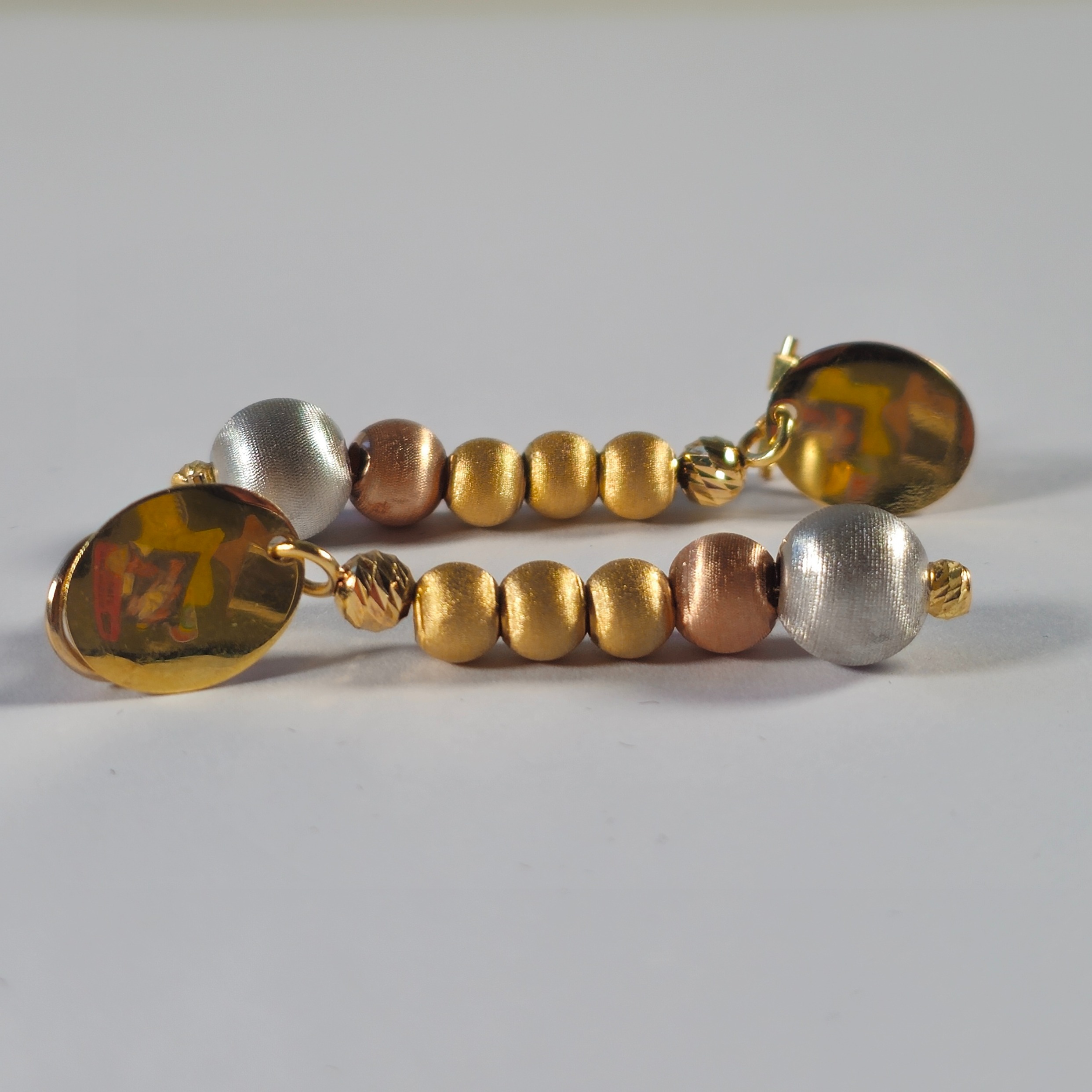 Product photo for 18ct Gold 3 Tone Beads Long Dropped Earrings