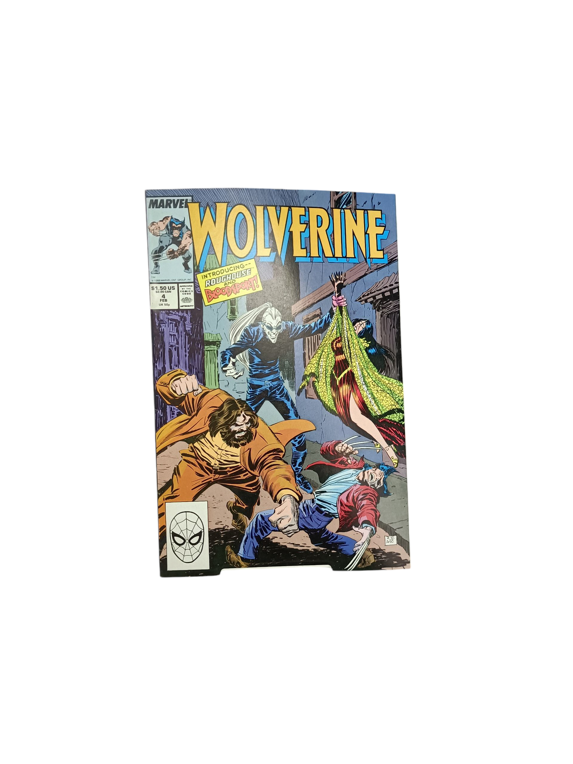 Product photo for Marvel Wolverine Indroducing Roughouse and Bloodsport! #4 1989