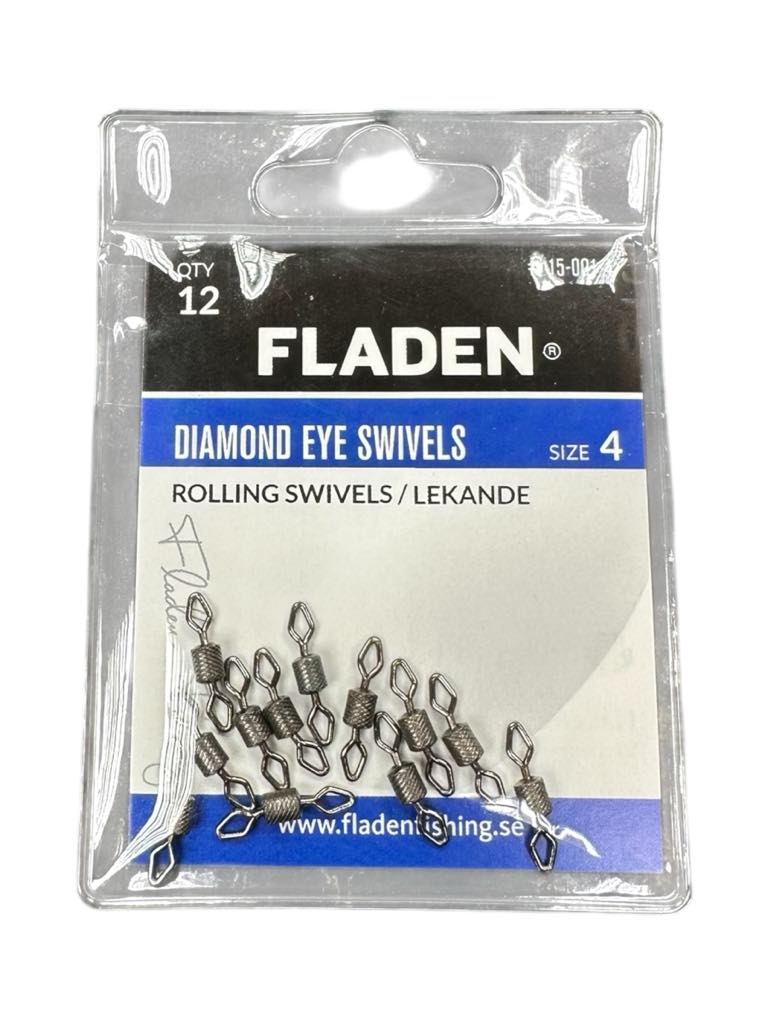 Product photo for FLADEN 12pk Diamond Eye Swivels Size 4