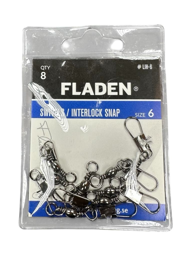 Product photo for FLADEN 8pk Interlock Snap Swivels Size 6