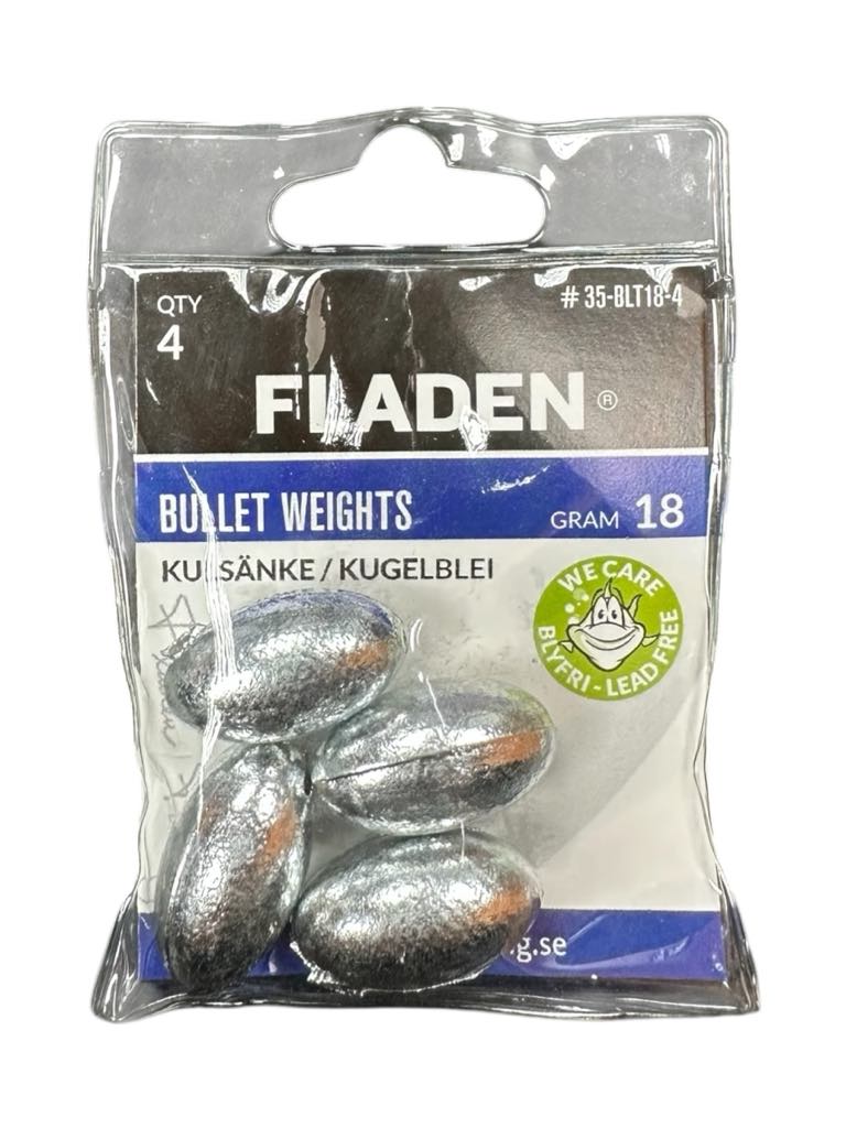 Product photo for FLADEN 4pk Non-Toxic Pierced Bullet Weights 18g