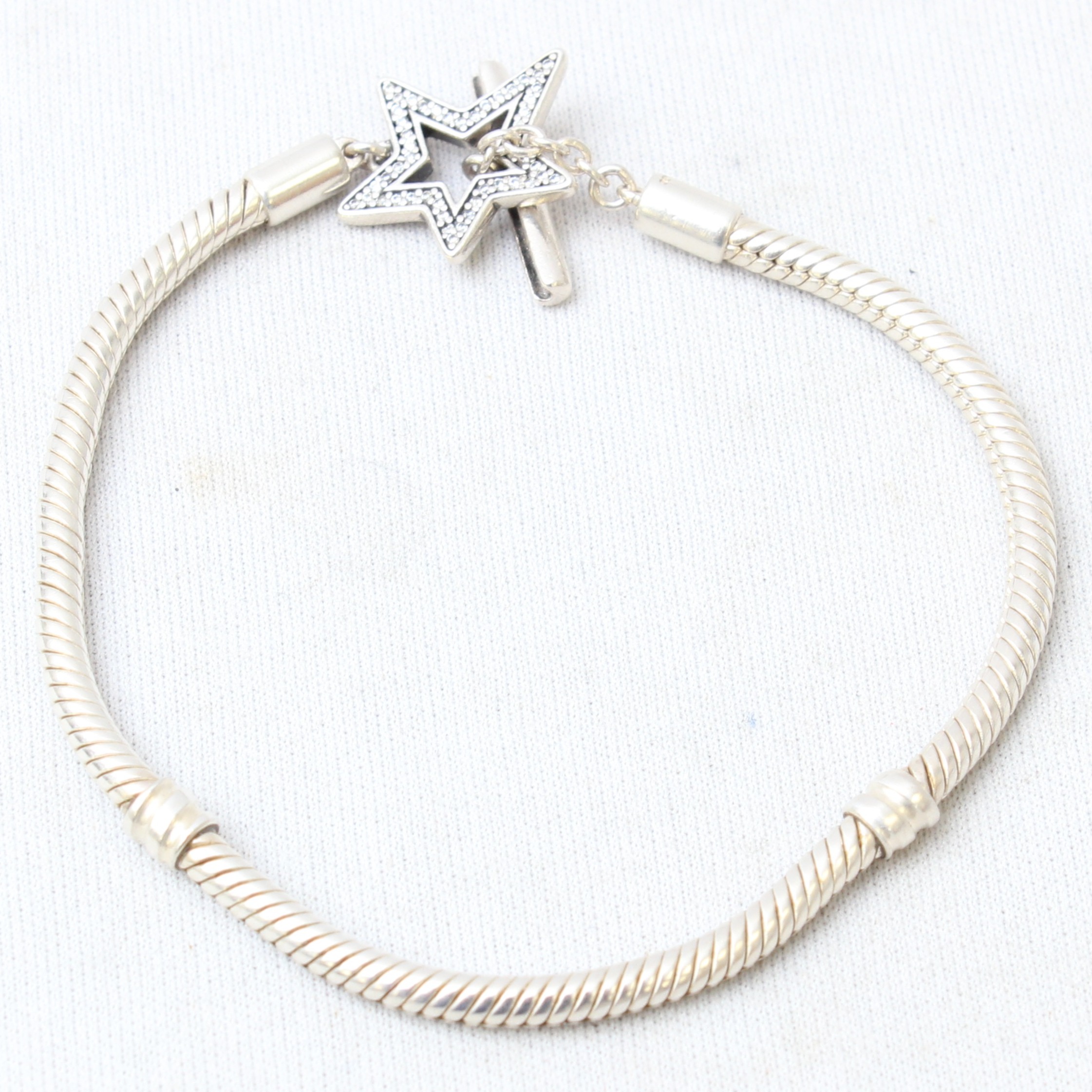 Product photo for Pandora Sterling Silver Asymmetric Star Clasp Charm Bracelet - 599639C01