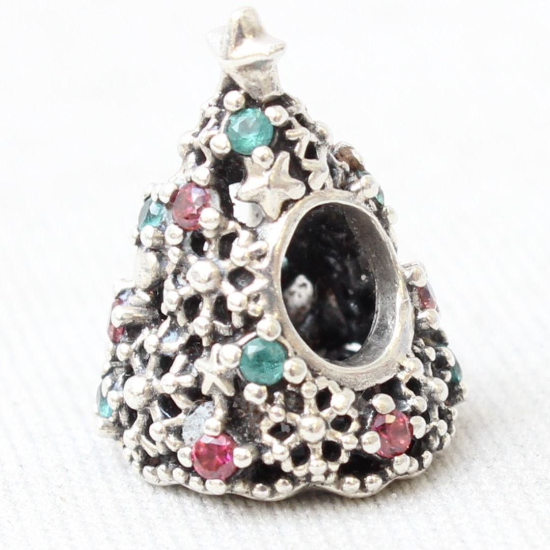 Product photo for Pandora Sterling Silver Glitter Christmas Tree Charm - 799226C01