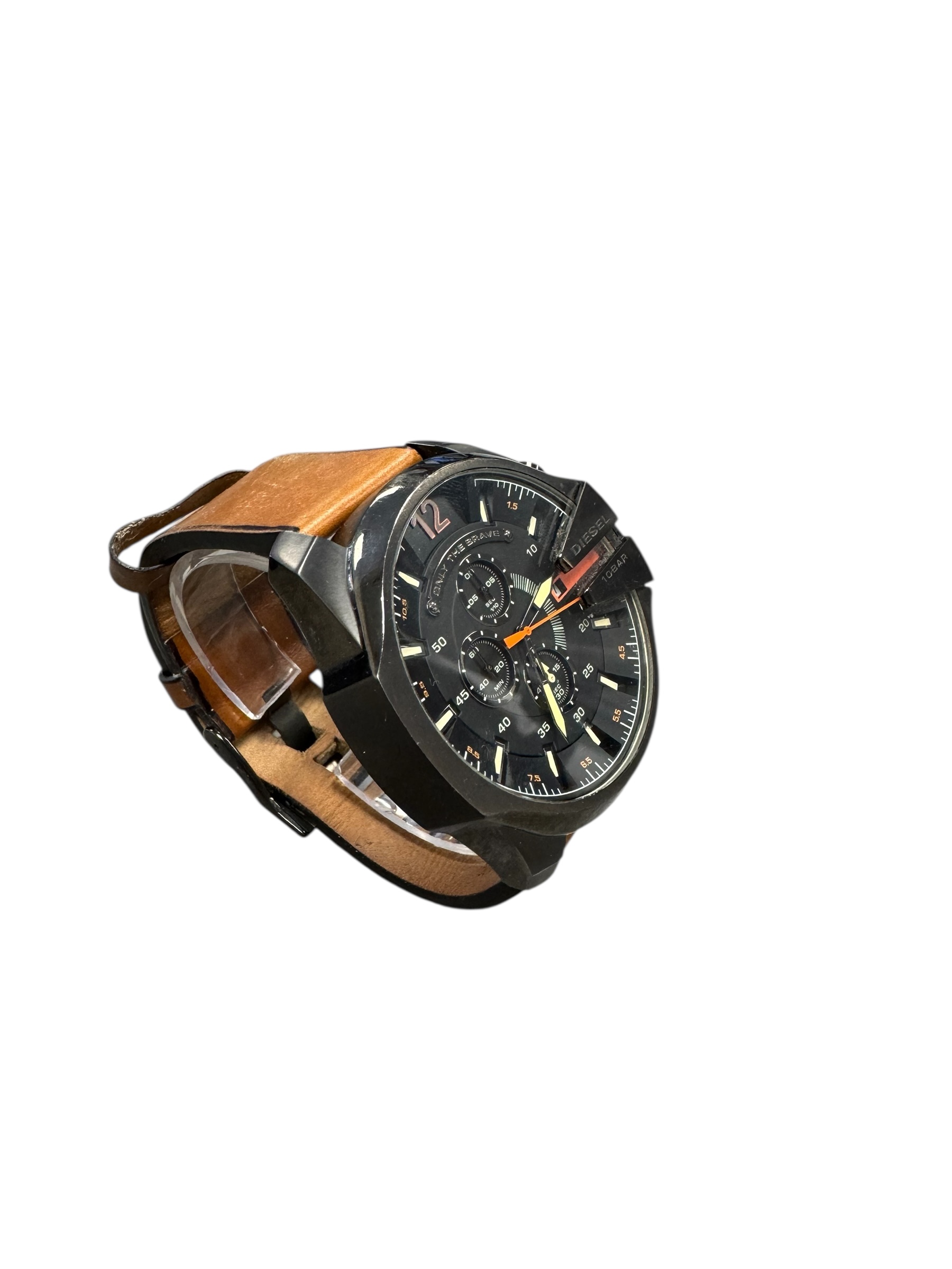 Product photo for Diesel Mega Chief Men's Brown Leather Strap Watch