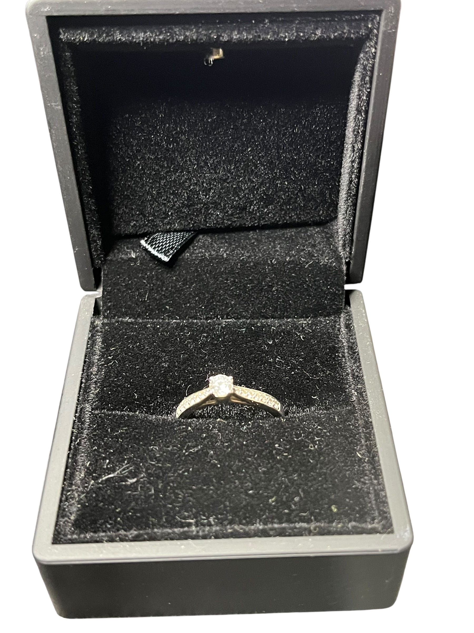Product photo for Platinum Solitaire Diamond Ring – Size M With Appraisal Sheet