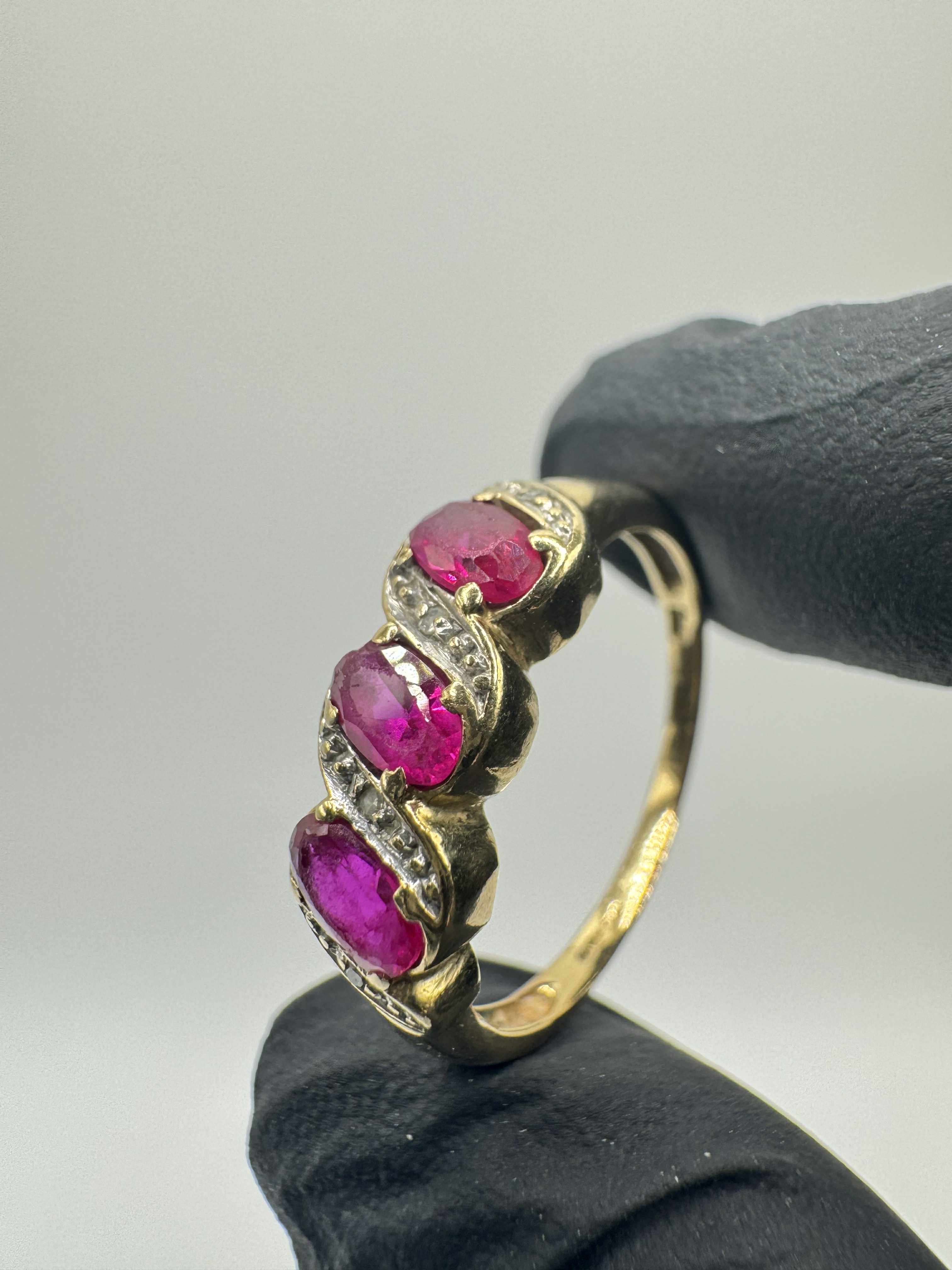 Product photo for 9ct Synthetic Ruby & Diamond Half Hoop Ring