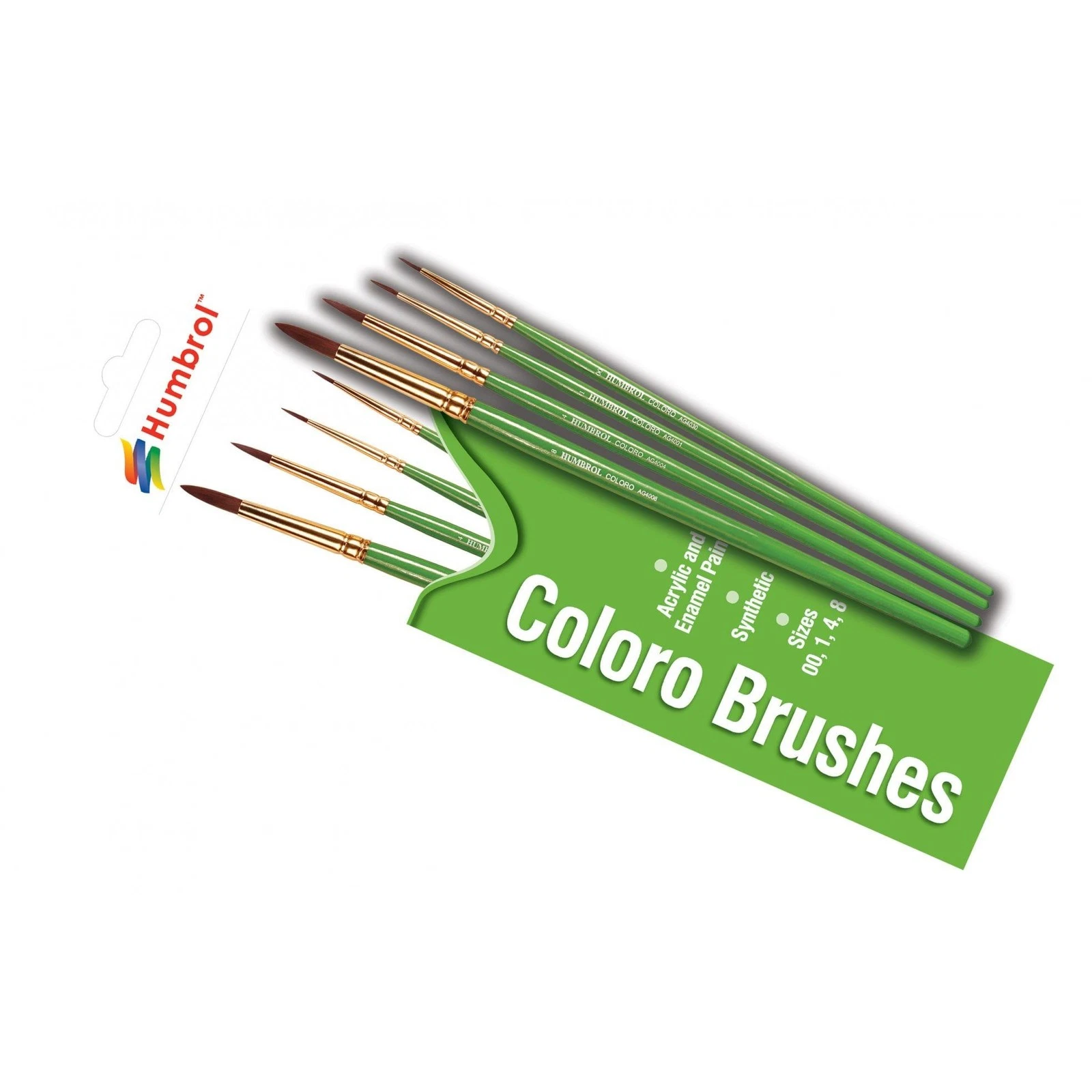 Product photo for Humbrol Coloro Brushes Acrylic Enamel Paint Brush - Sizes 00, 1, 4 & 8 New