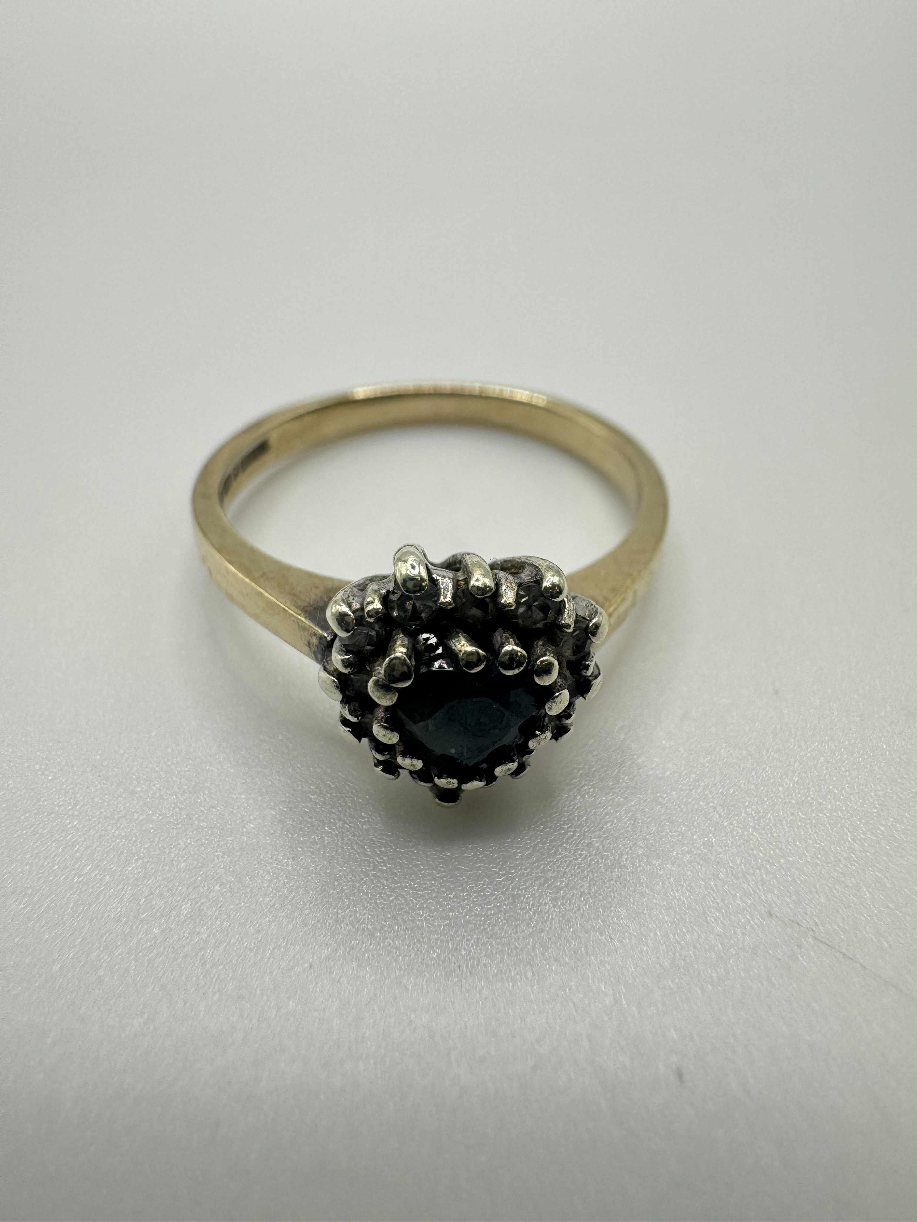 Product photo for 9ct Sapphire & Diamond Cluster Heart Ring