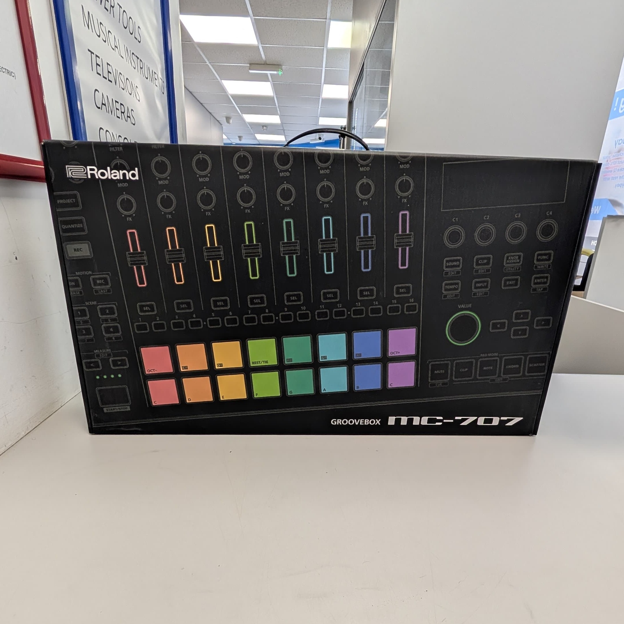 Product photo for Roland MC-707 Groovebox - Drum Machine, Sampler & Sequencer Black