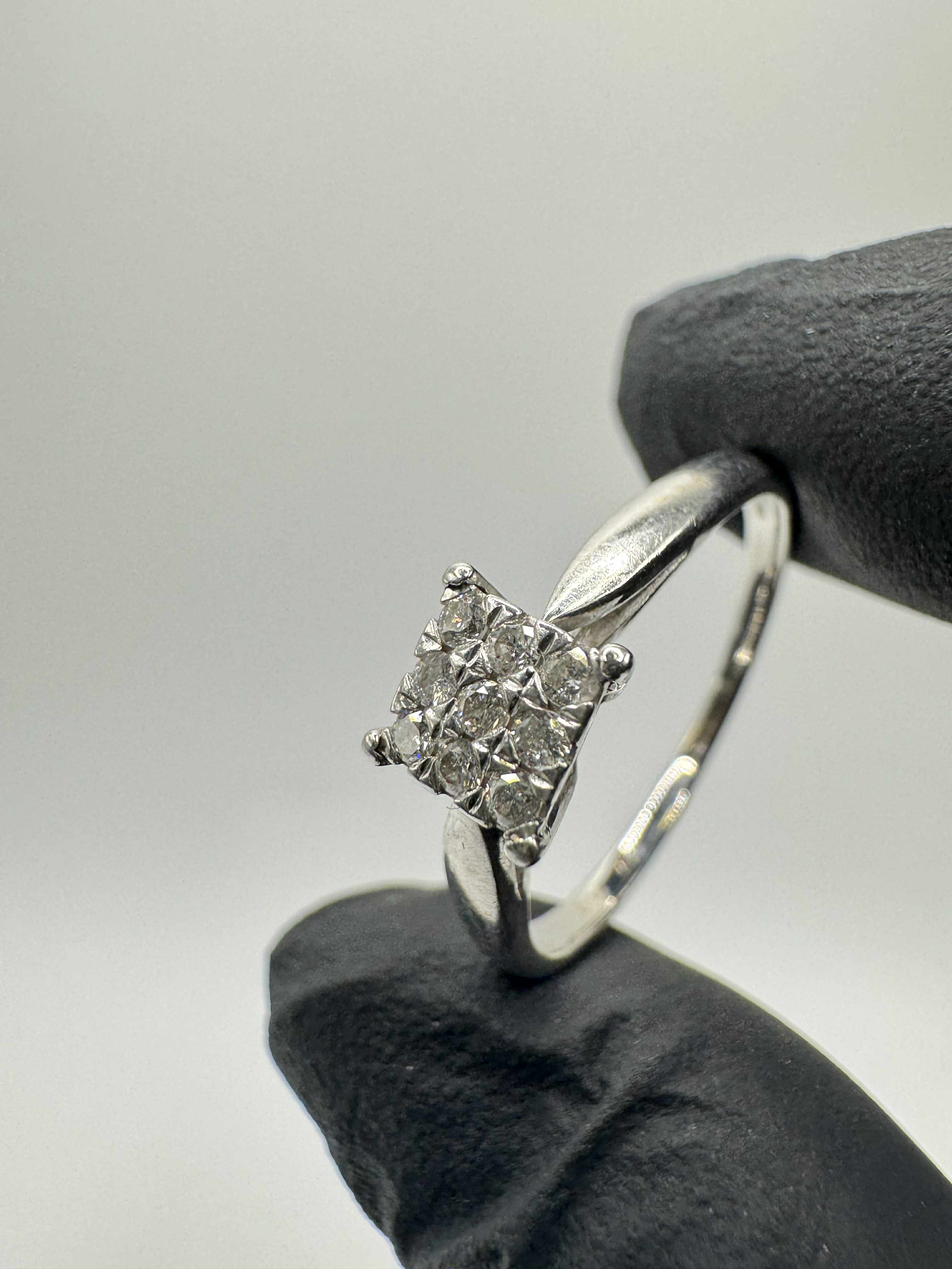 Product photo for 18ct White Gold Chequer Board Diamond Ring