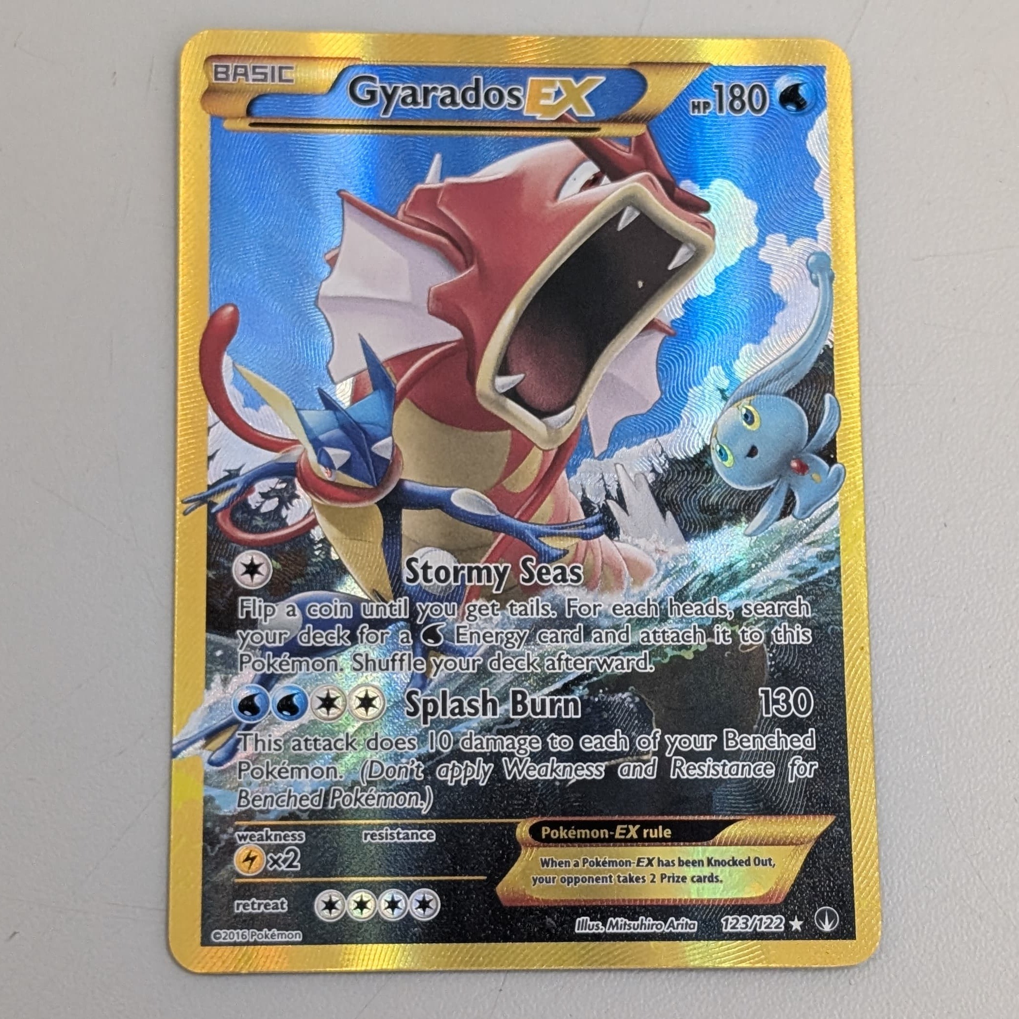 Product photo for Pokémon Gyarados-EX TCG Breakpoint Holo Card 123/122 Secret Rare Full Art