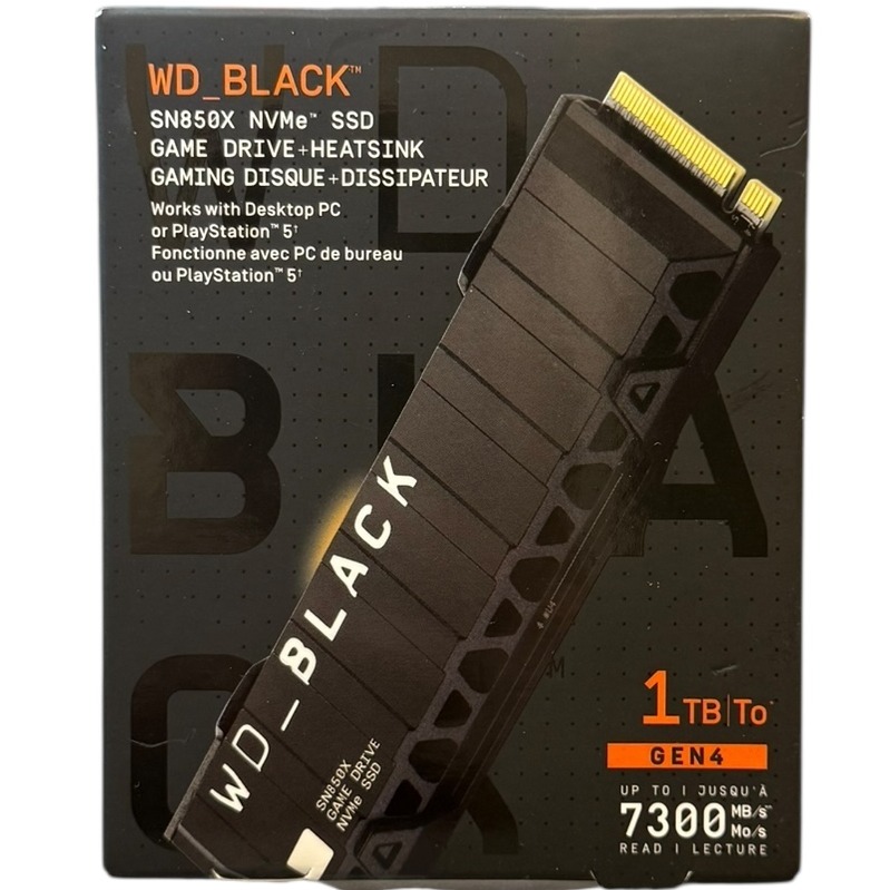 Product photo for Boxed: WD_Black SN850X PCIe NVMe Gen 4 M.2 SSD - 1TB + Heatsink