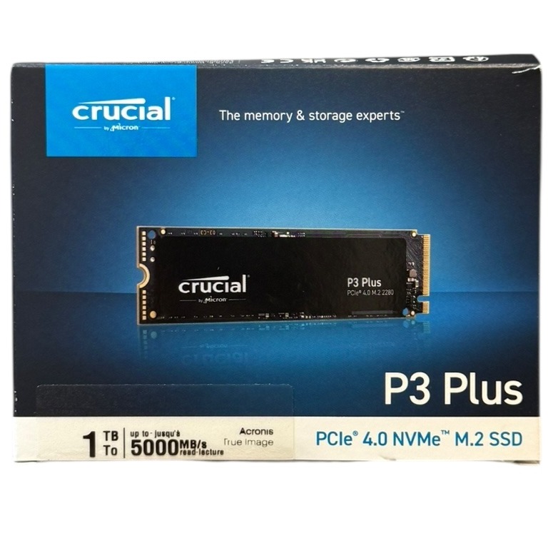 Product photo for Boxed: Crucial P3 Plus PCIe 4.0 NVMe M.2 SSD (1TB)