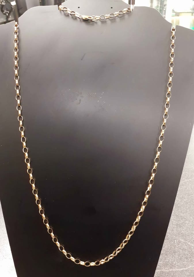 Product photo for 9ct Gold Oval Belcher Necklace 6.8g | Length - 24.5