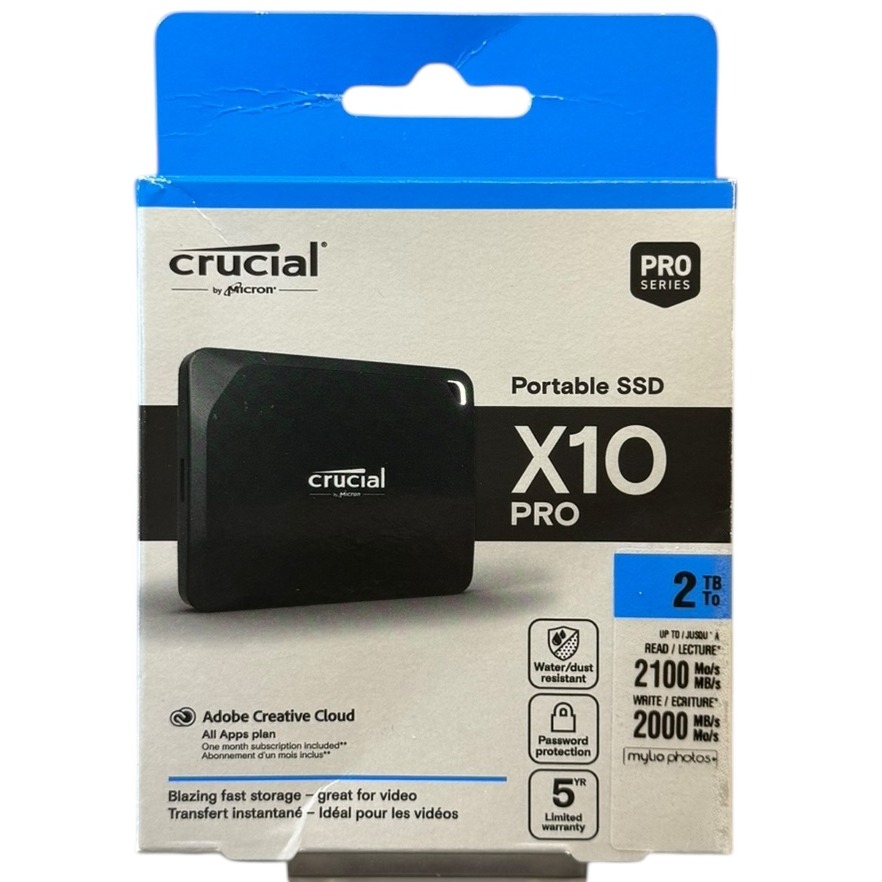Product photo for Boxed: Crucial X10 Pro Portable SSD - Black, 2TB