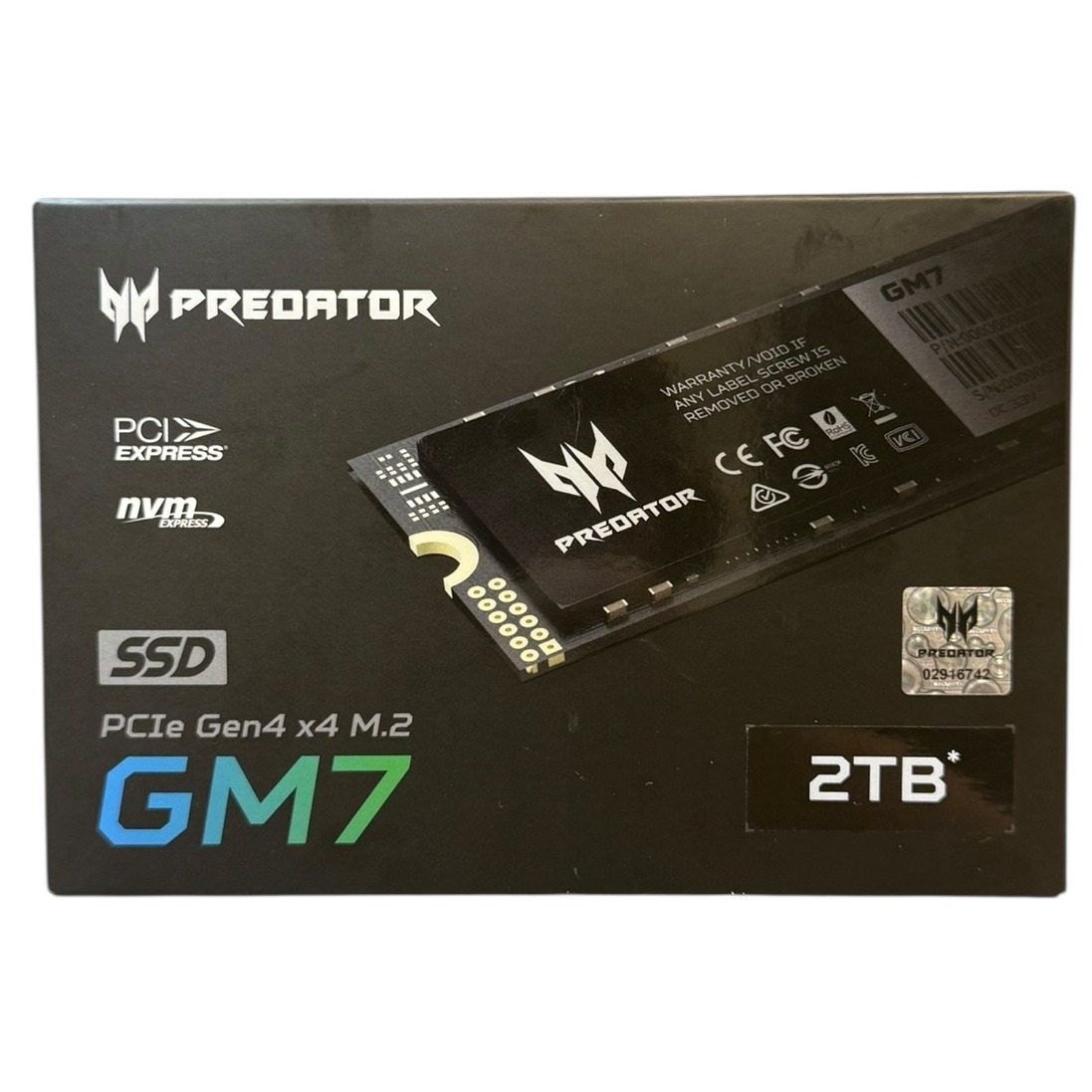 Product photo for Boxed: Predator GM7 NVMe PCIe Gen 4 M.2 SSD - 2TB