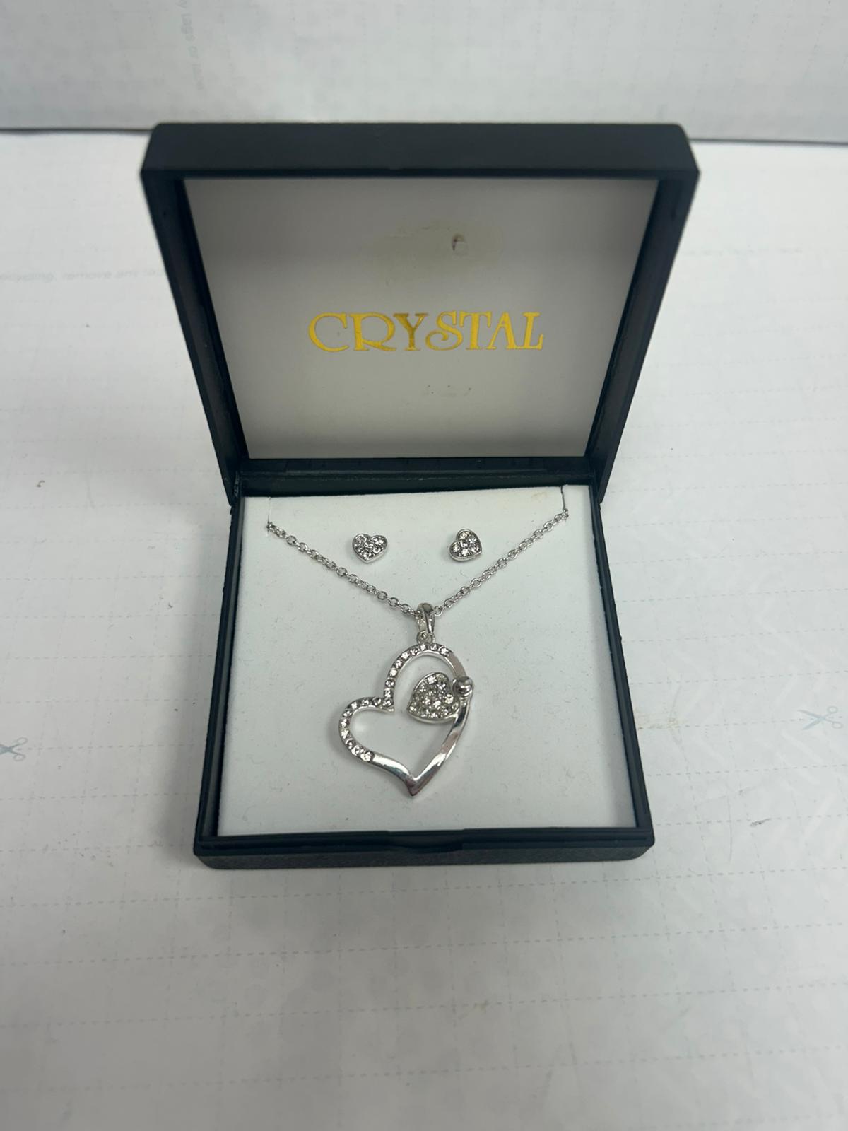 Product photo for Heart Necklace & Earring Set