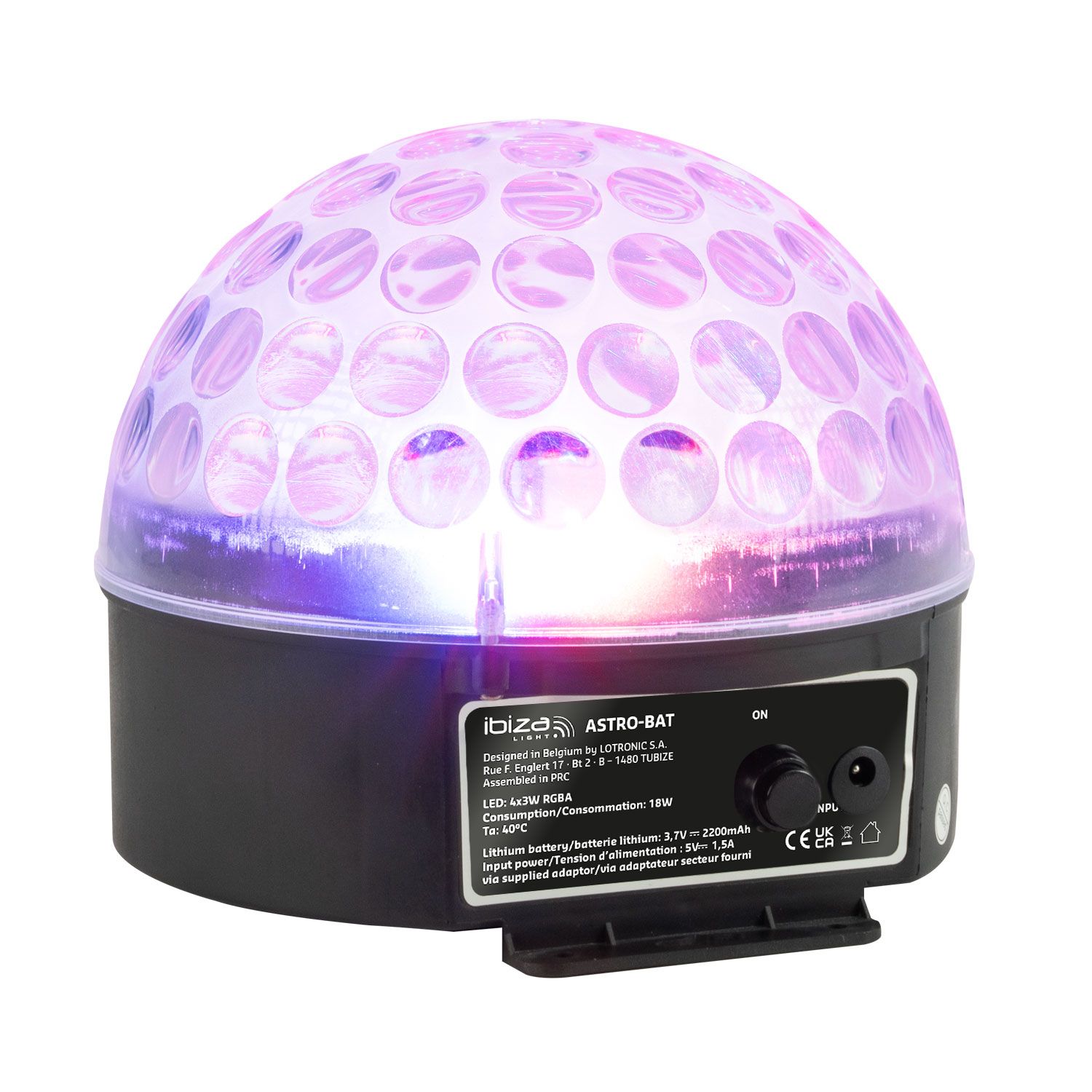 Product photo for IBIZA ASTRO-BAT RGBA LED LIGHT EFFECT with battery