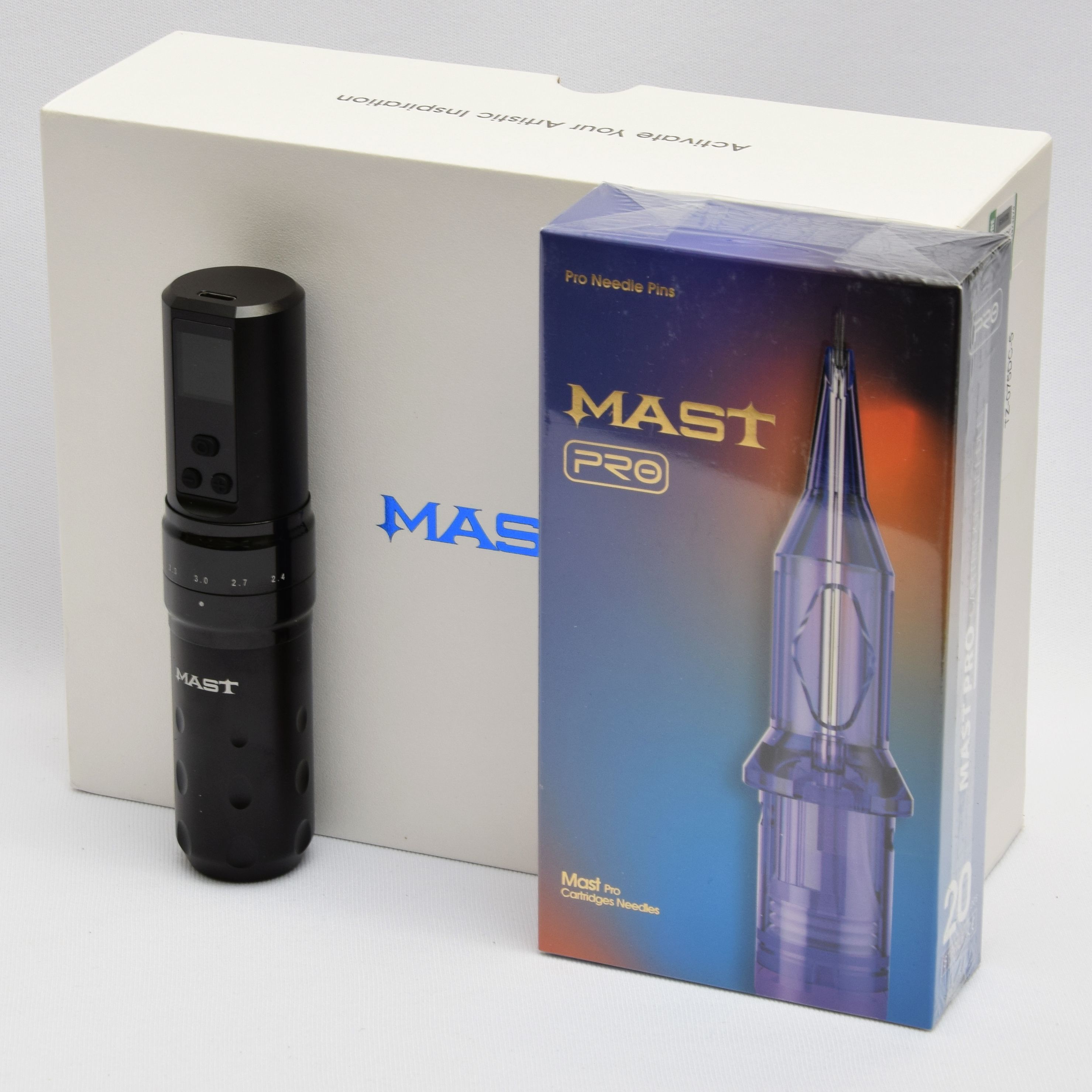 Product photo for Mast Fold 2 Pro Adjustable Strokes Pen Wireless Tattoo Kit TZ-075DC (NR)