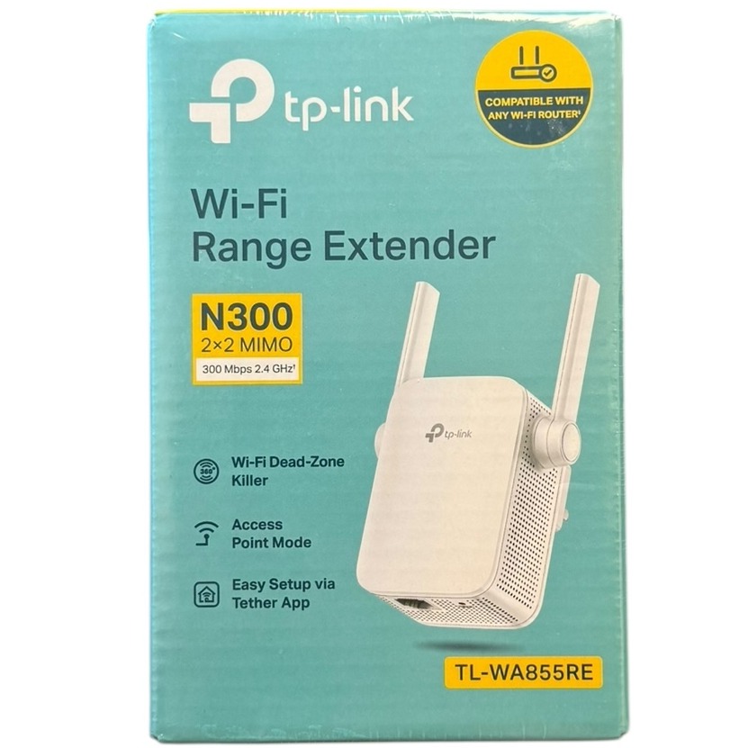 Product photo for New: TP-Link Wi-Fi Range Extender N300 2x2 MIMO 300Mbps, 2.5 GHz (TL-WA855RE)