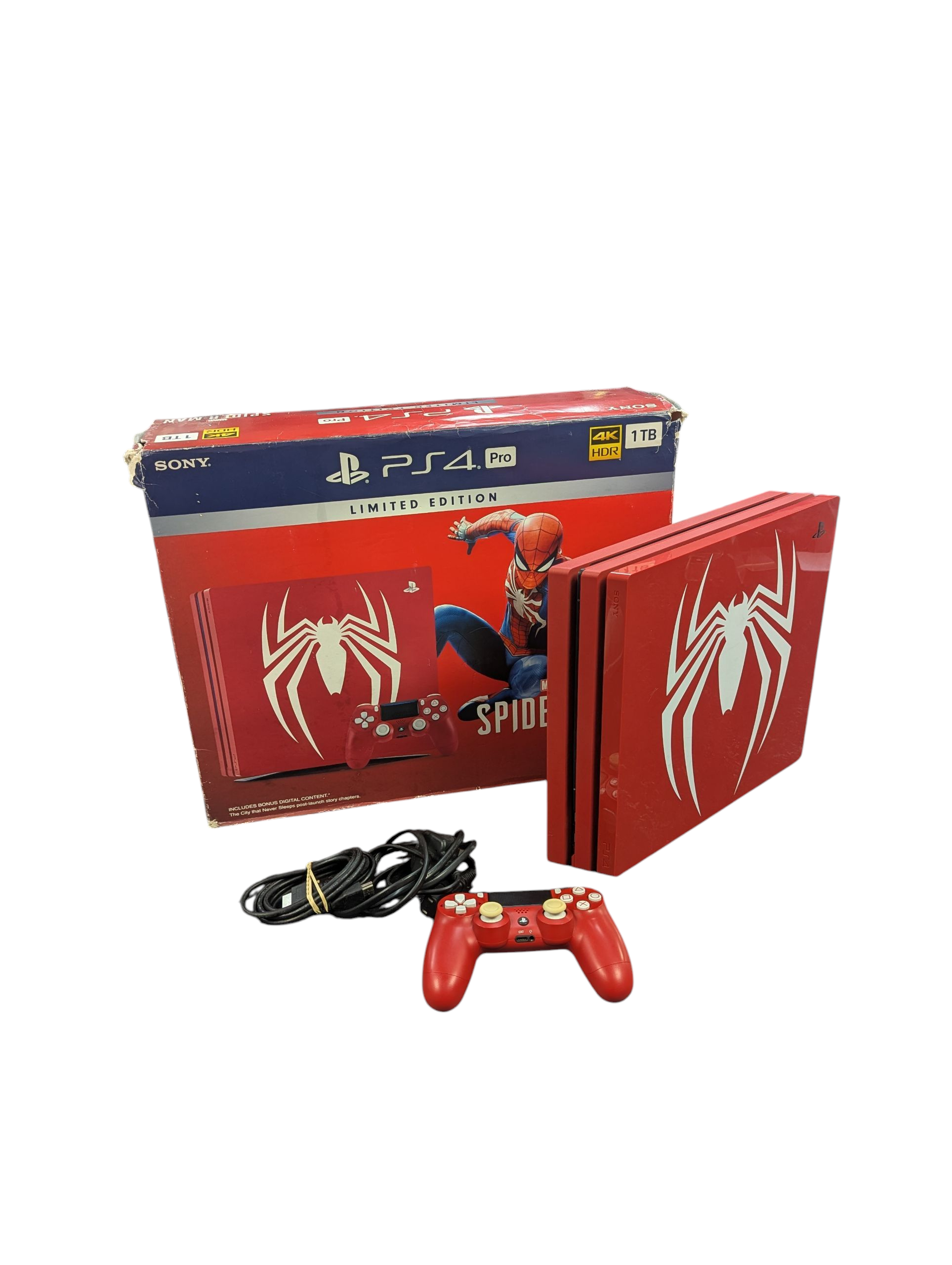 Product photo for Sony Playstation 4 Pro Console, 1TB Spider-Man Red (Boxed)