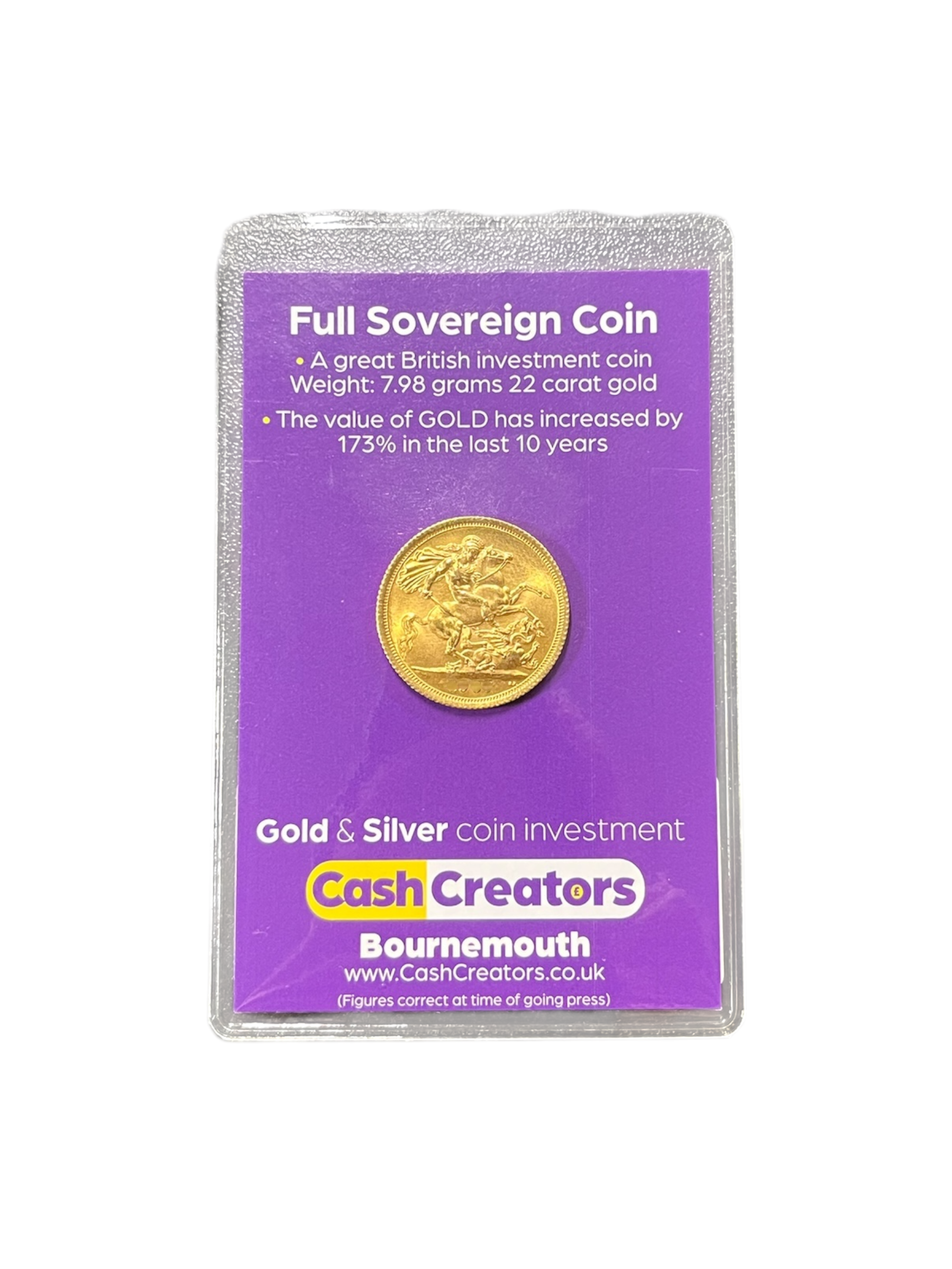 Product photo for Full Gold Sovereign Coin – 22ct Great Britain Various years