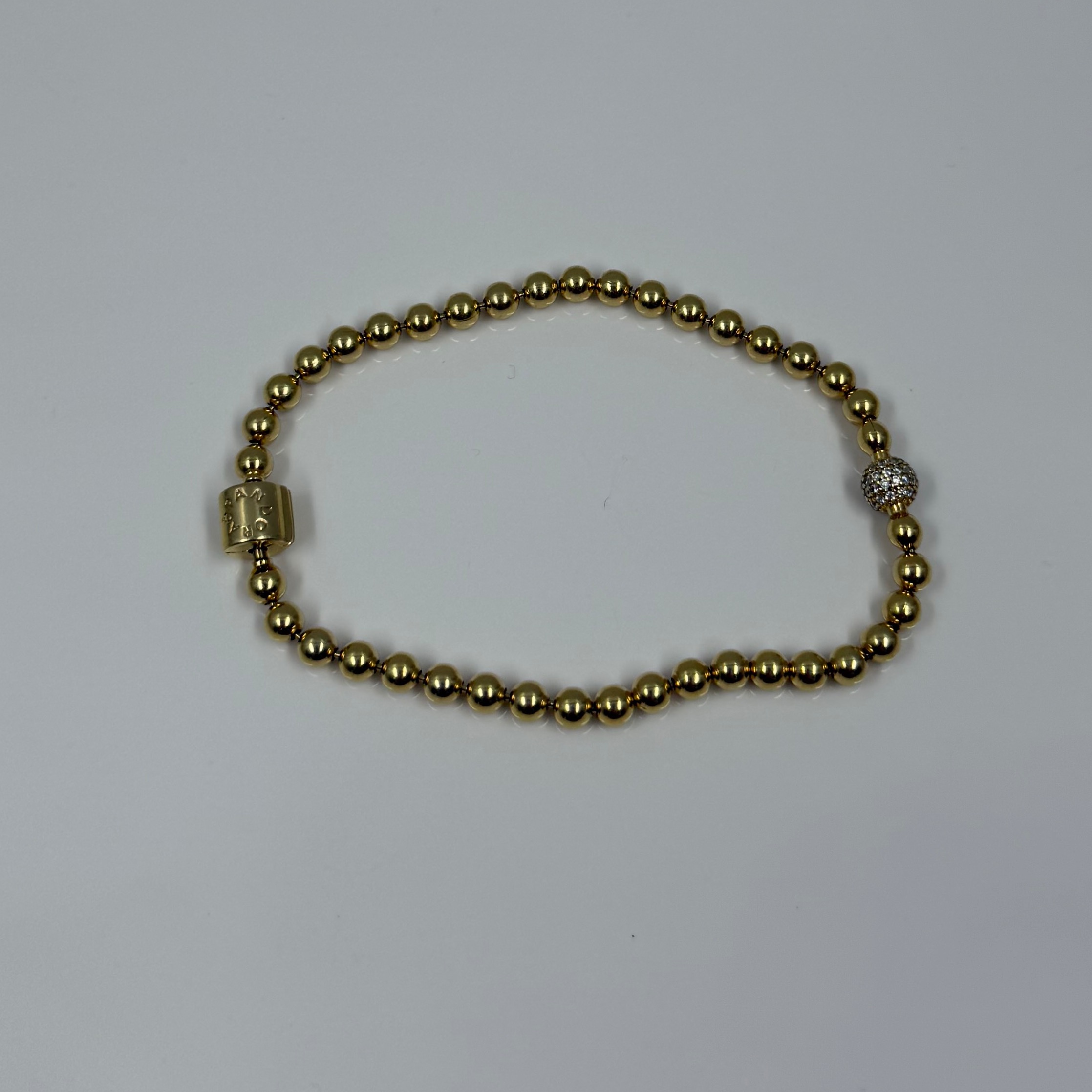 Product photo for PANDORA BEADS & PAVE BRACELET 14CT GOLD PLATED