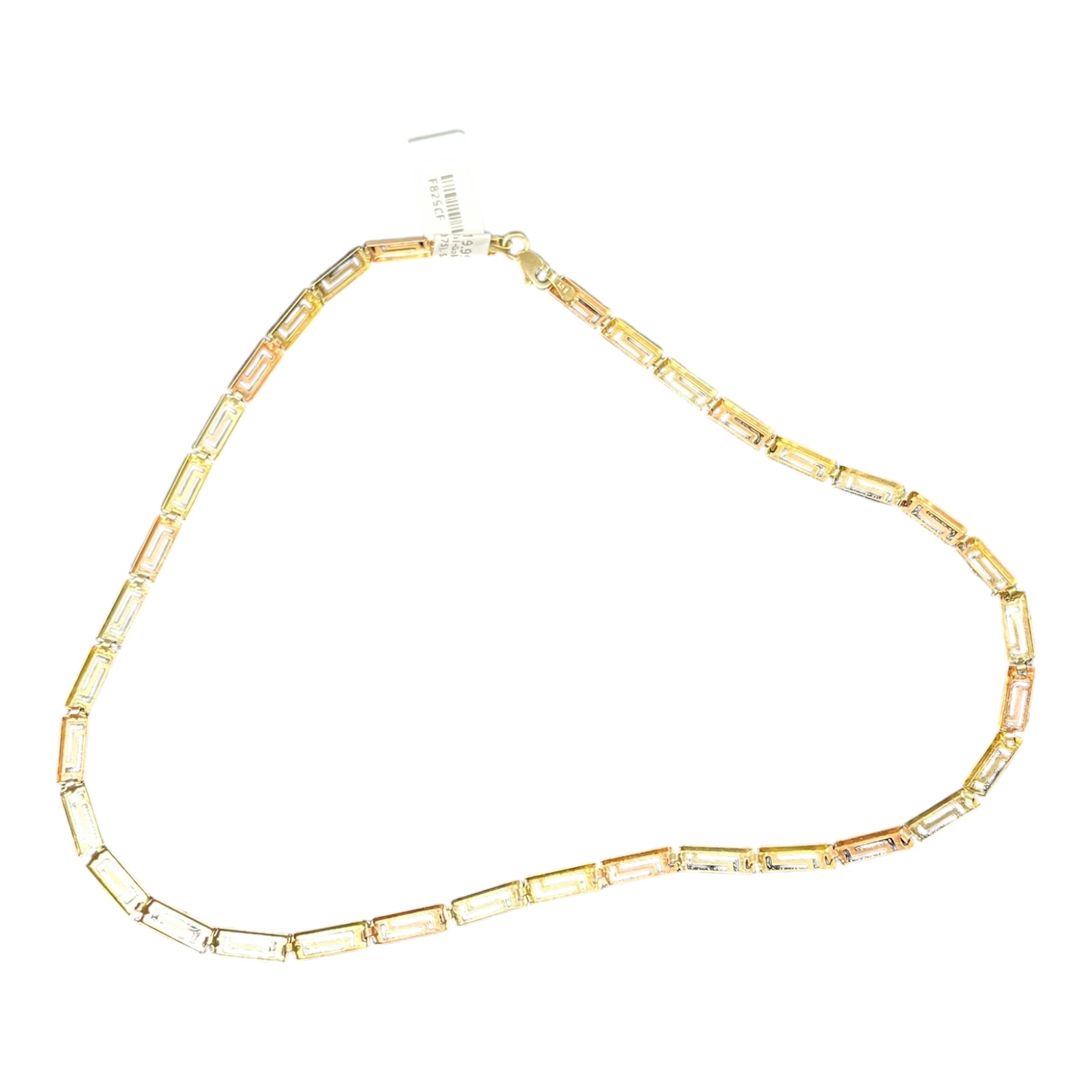 Product photo for 9ct Tri-Gold Greek Key Necklace – 16