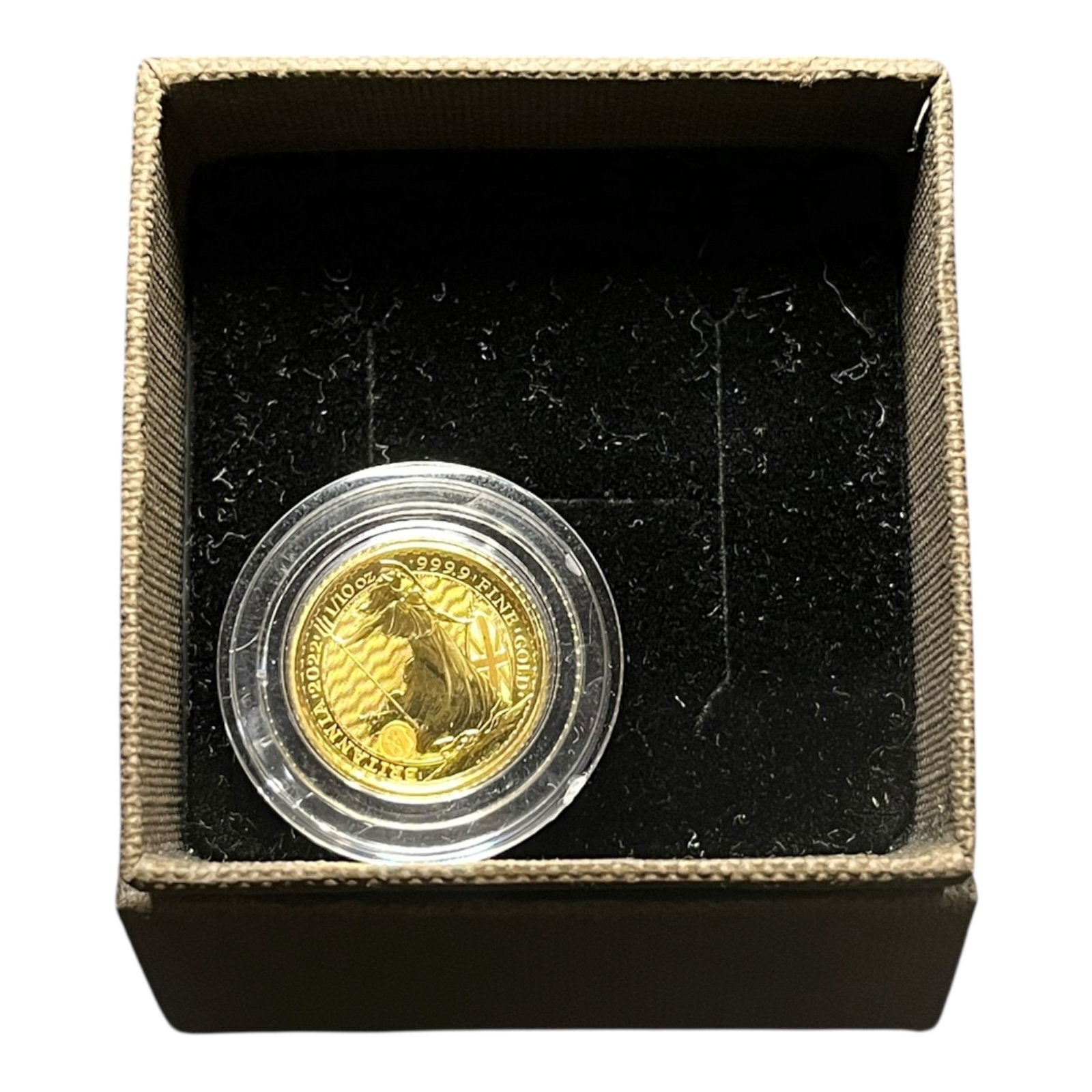 Product photo for Royal Mint 1/10 oz Gold Britannia Coin 999.9 Fine – Bullion