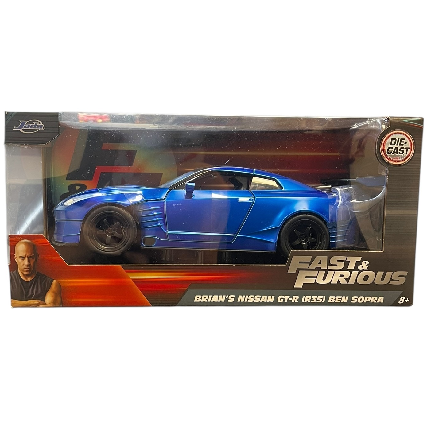 Product photo for New: Jada Die-Cast Fast & Furious - Brian's Nissan GT-R R35 Ben Sopra (Ages 8+)
