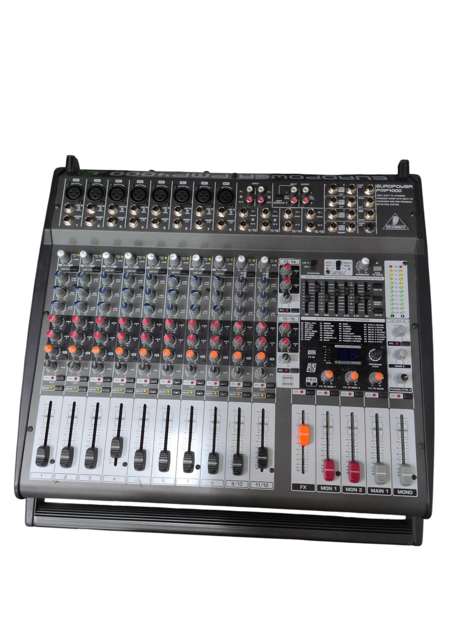 Product photo for Behringer Europower PMP4000 Powered Mixer + Custom Flight Case – Used, Working