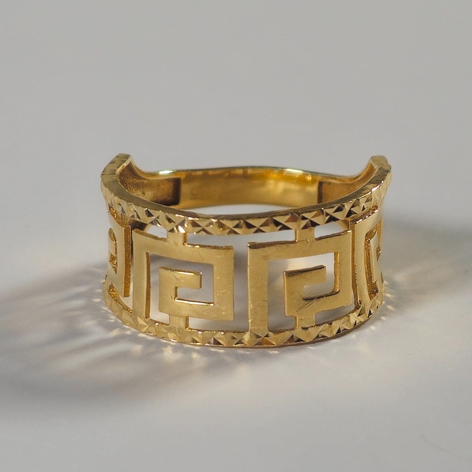 Product photo for 14ct Gold Key Pattern Ring Size O