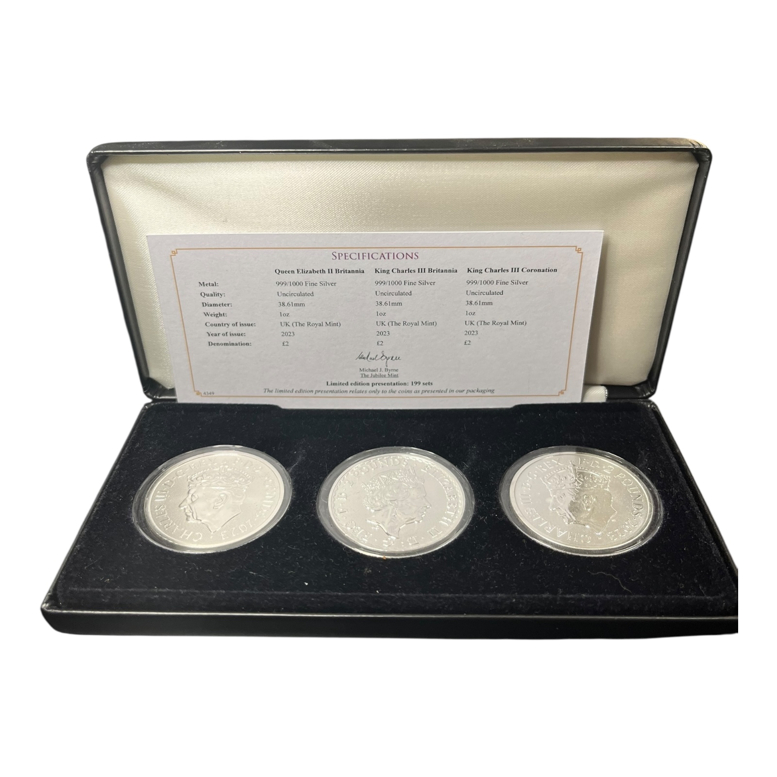 Product photo for 1oz Silver Coins – Set of 3 by Jubilee Mint Cased, Great Condition