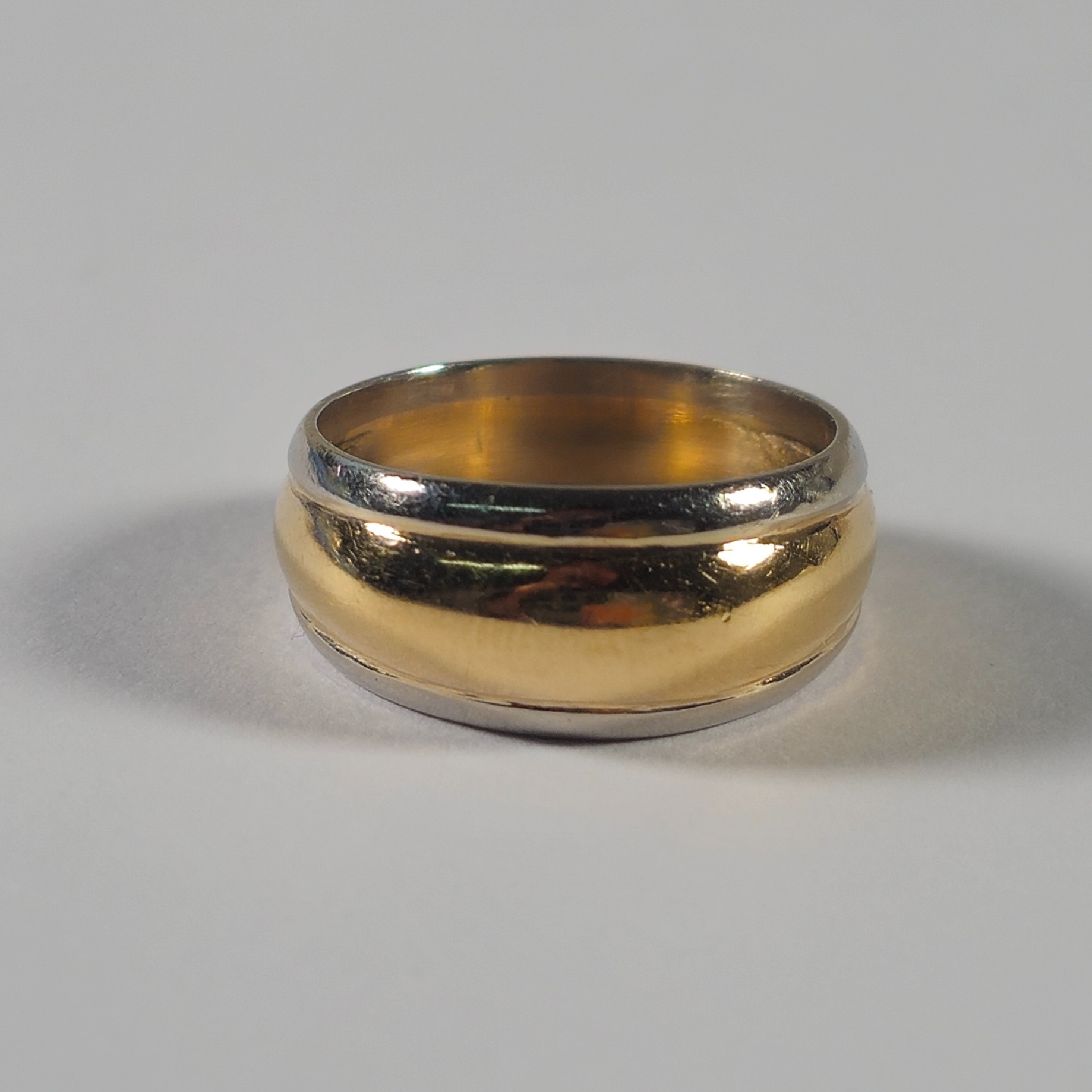Product photo for 9ct Gold Yellow & Palladium 2 Tone Band Ring Size I1/2