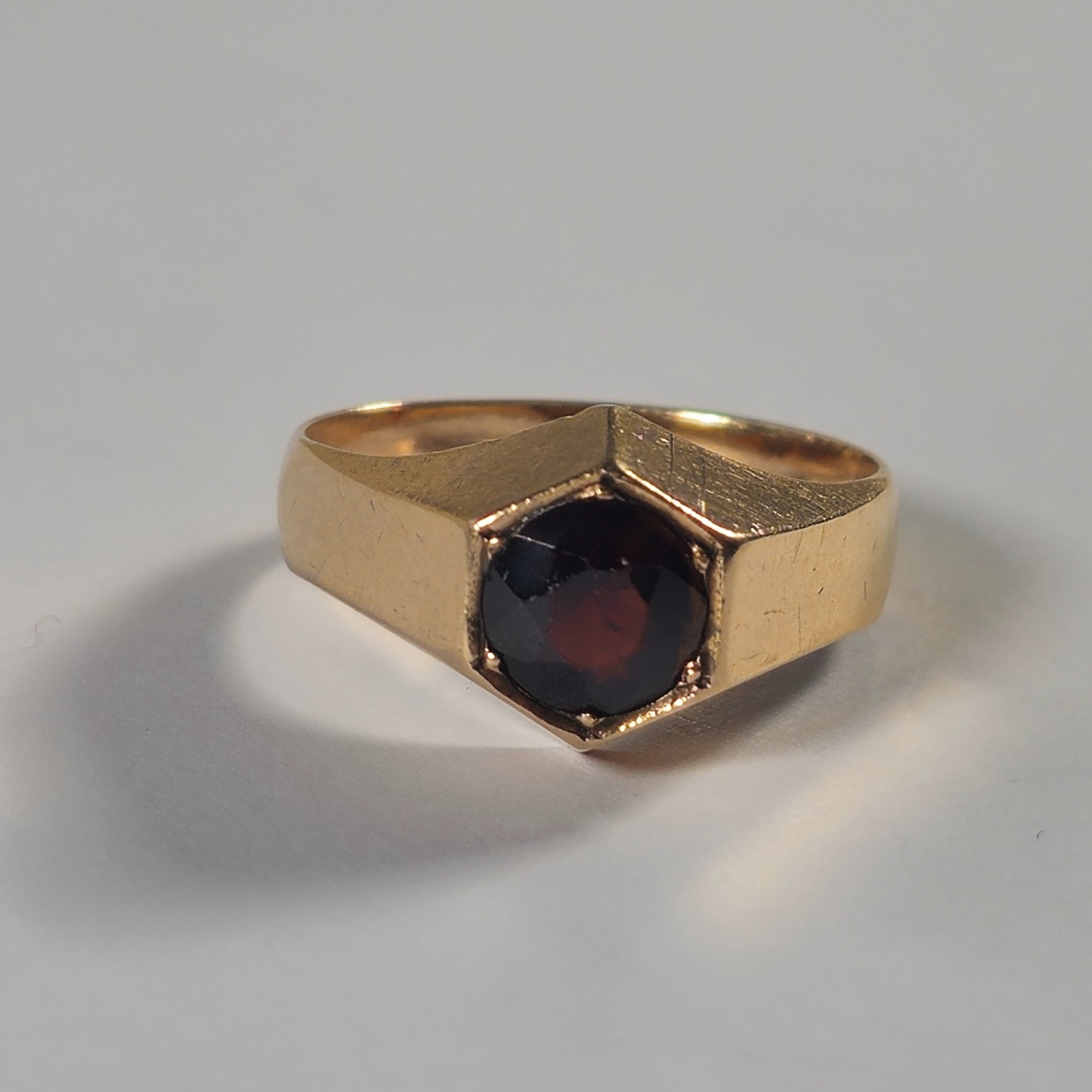 Product photo for 9ct Gold Garnet Hexagon Ring Size R